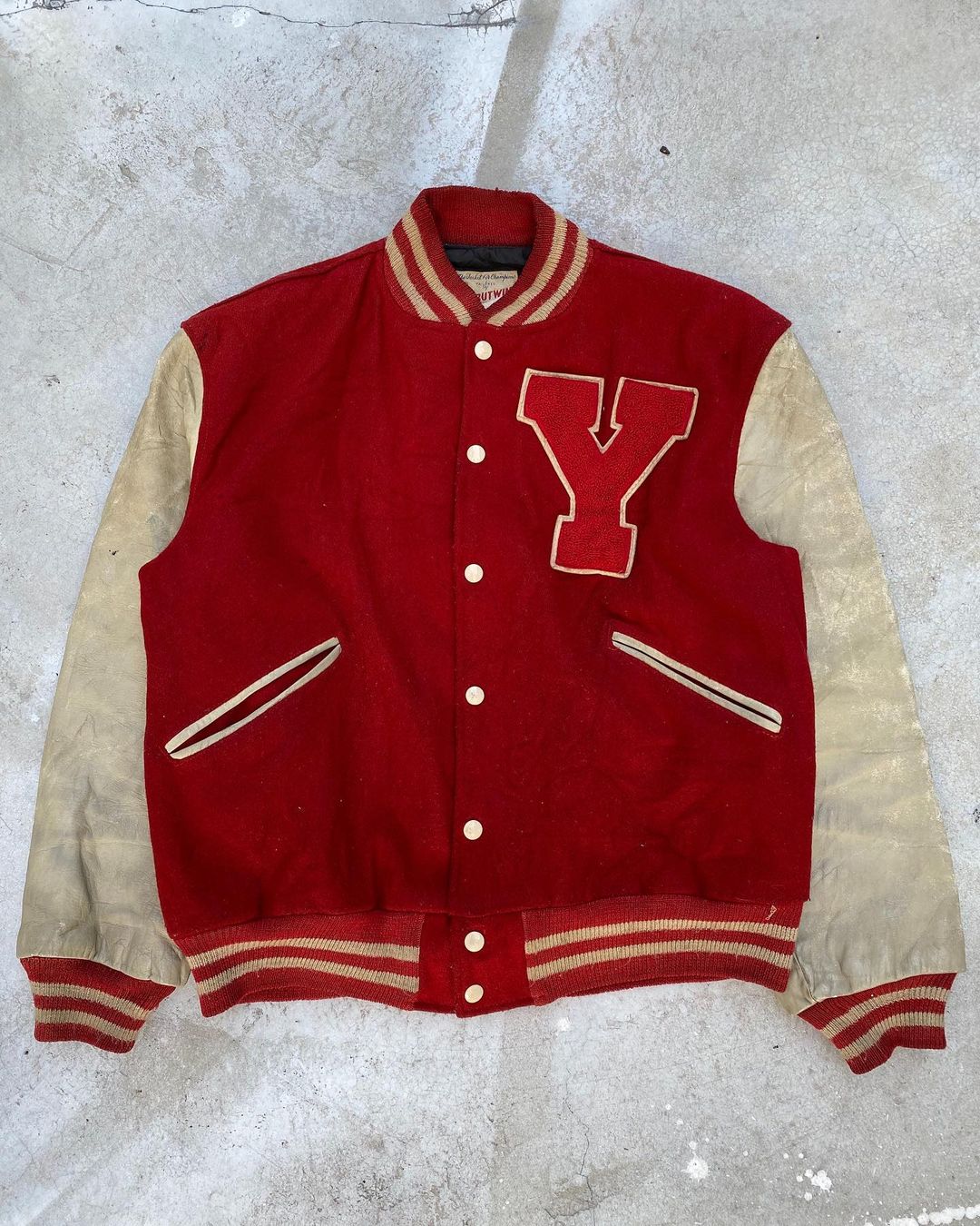 1950s ‘Y’ Letterman Leather Sleeves Varsity Jacket