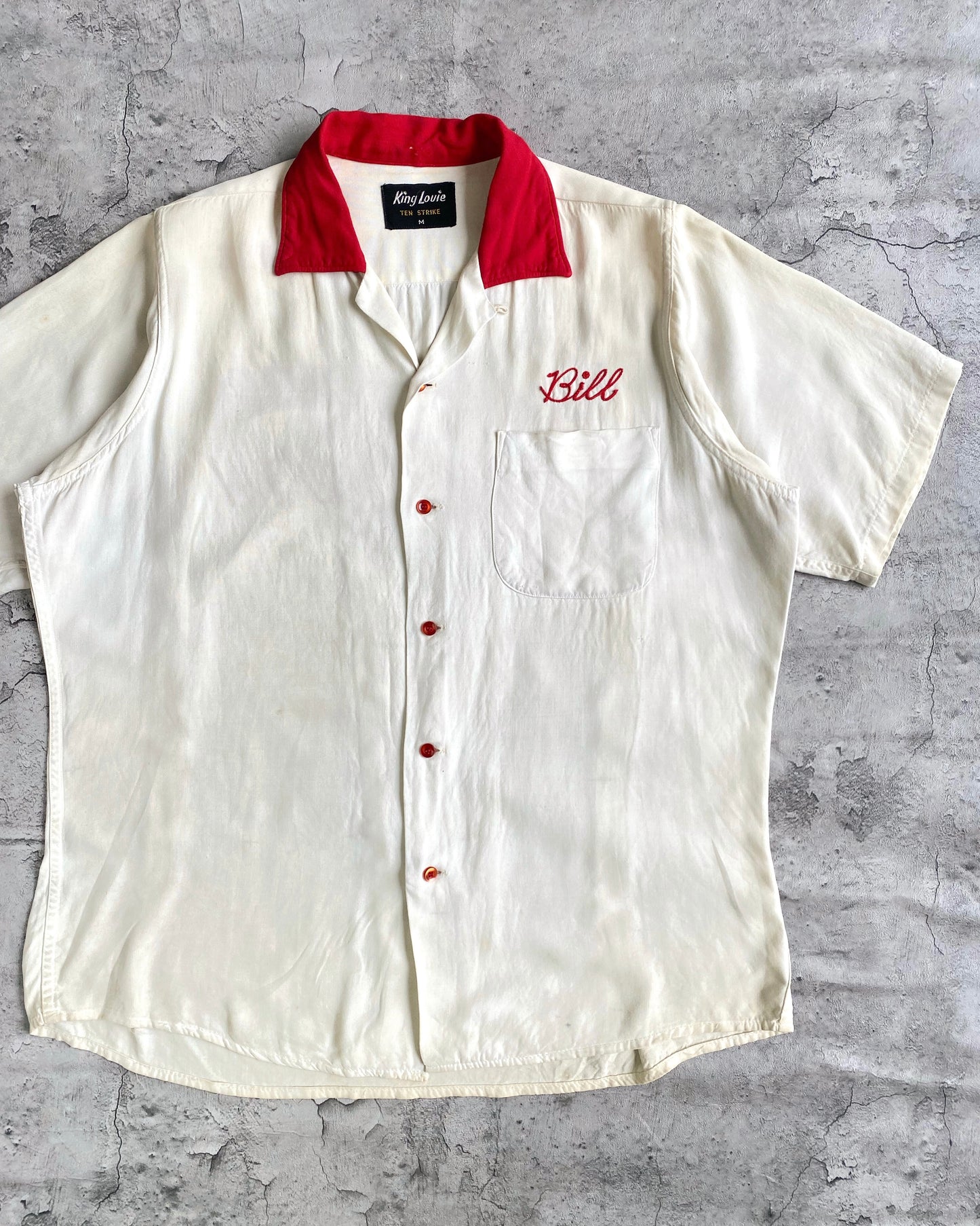 1950S 'HAMMOND CLEANERS' RAYON BOWLING SHIRT (M/L)