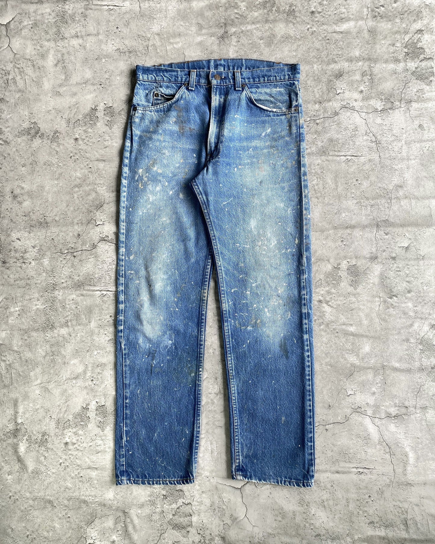 1980S FADED BLUE LEVI'S 505 PAINTED JEANS (33X30)