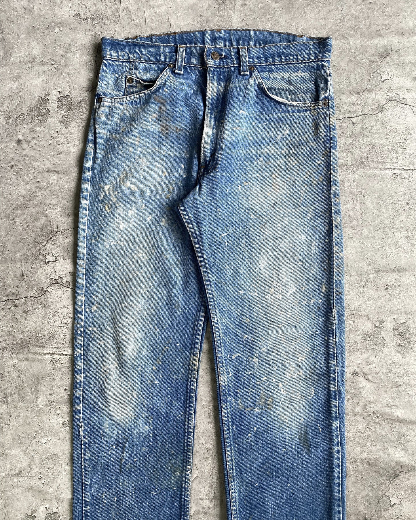 1980S FADED BLUE LEVI'S 505 PAINTED JEANS (33X30)
