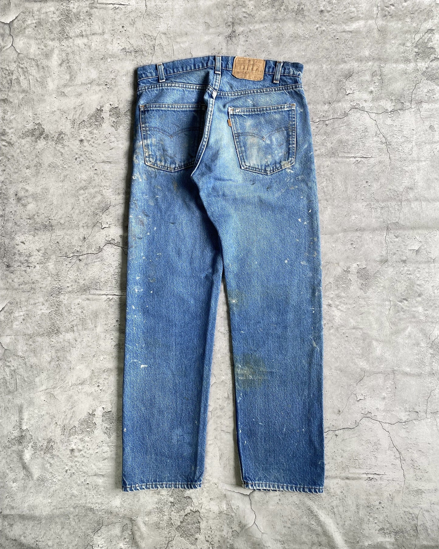 1980S FADED BLUE LEVI'S 505 PAINTED JEANS (33X30)