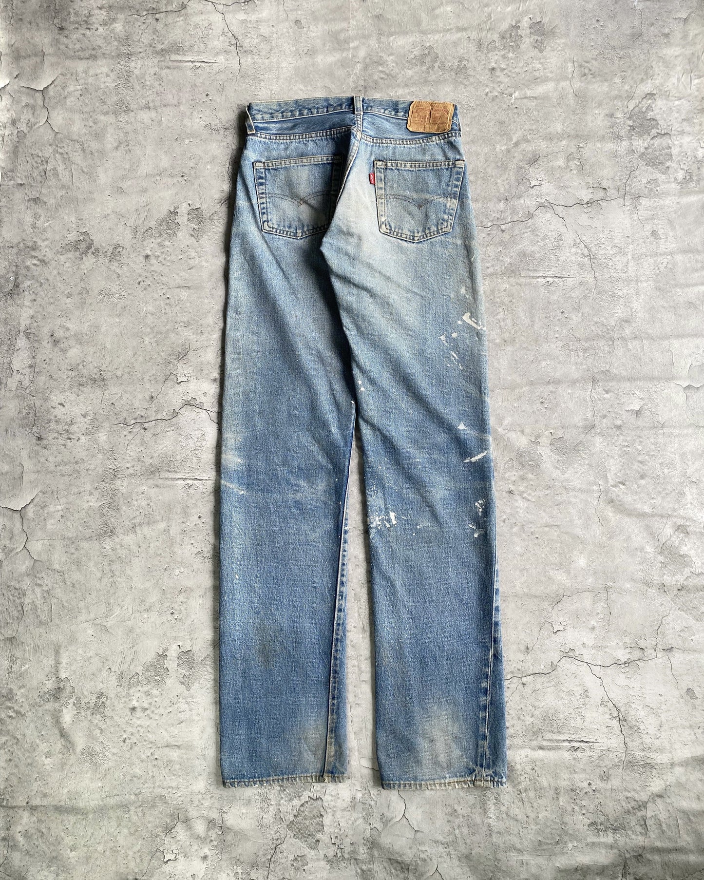 1980S PAINTED LEVI'S 501 REDLINE SELVEDGE JEANS (30X38)