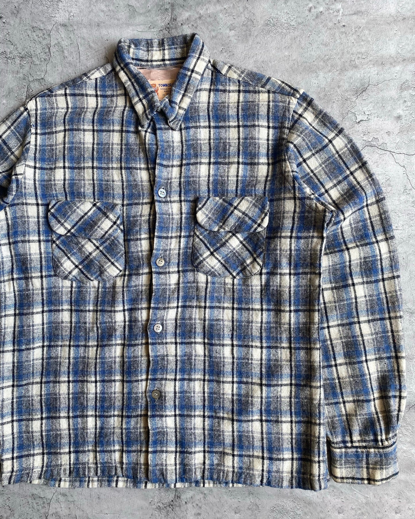 1950S TOWNCRAFT LOOP COLLAR WOOL FLANNEL (M)