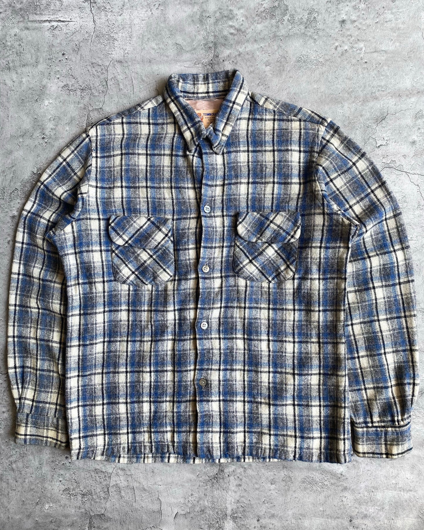 1950S TOWNCRAFT LOOP COLLAR WOOL FLANNEL (M)
