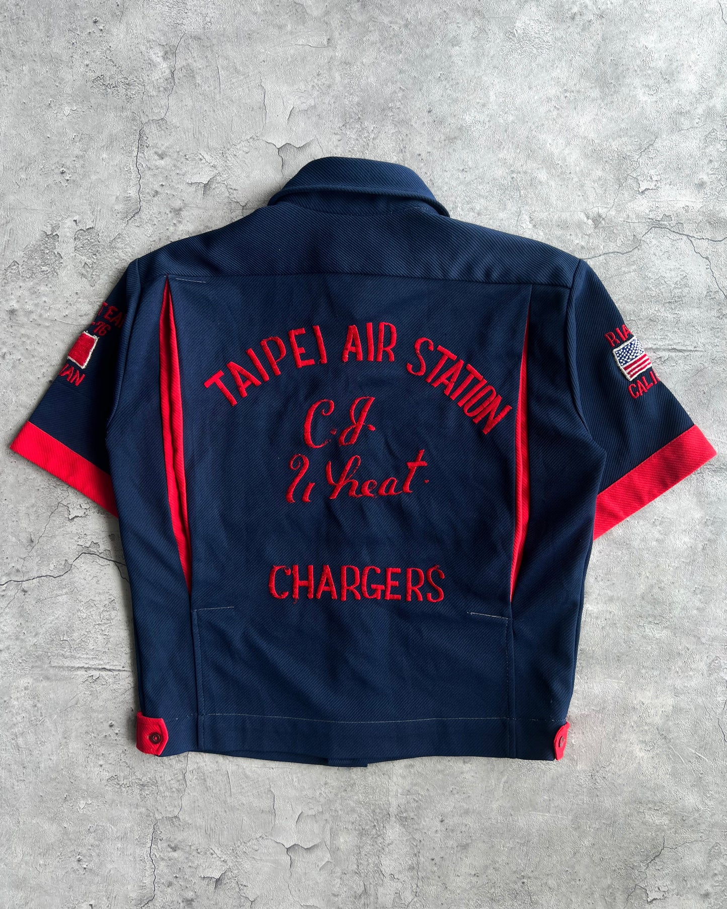 1970S MULTI-PATCHES 'CAPTAIN CUPS' BOWLING SHIRT (M)