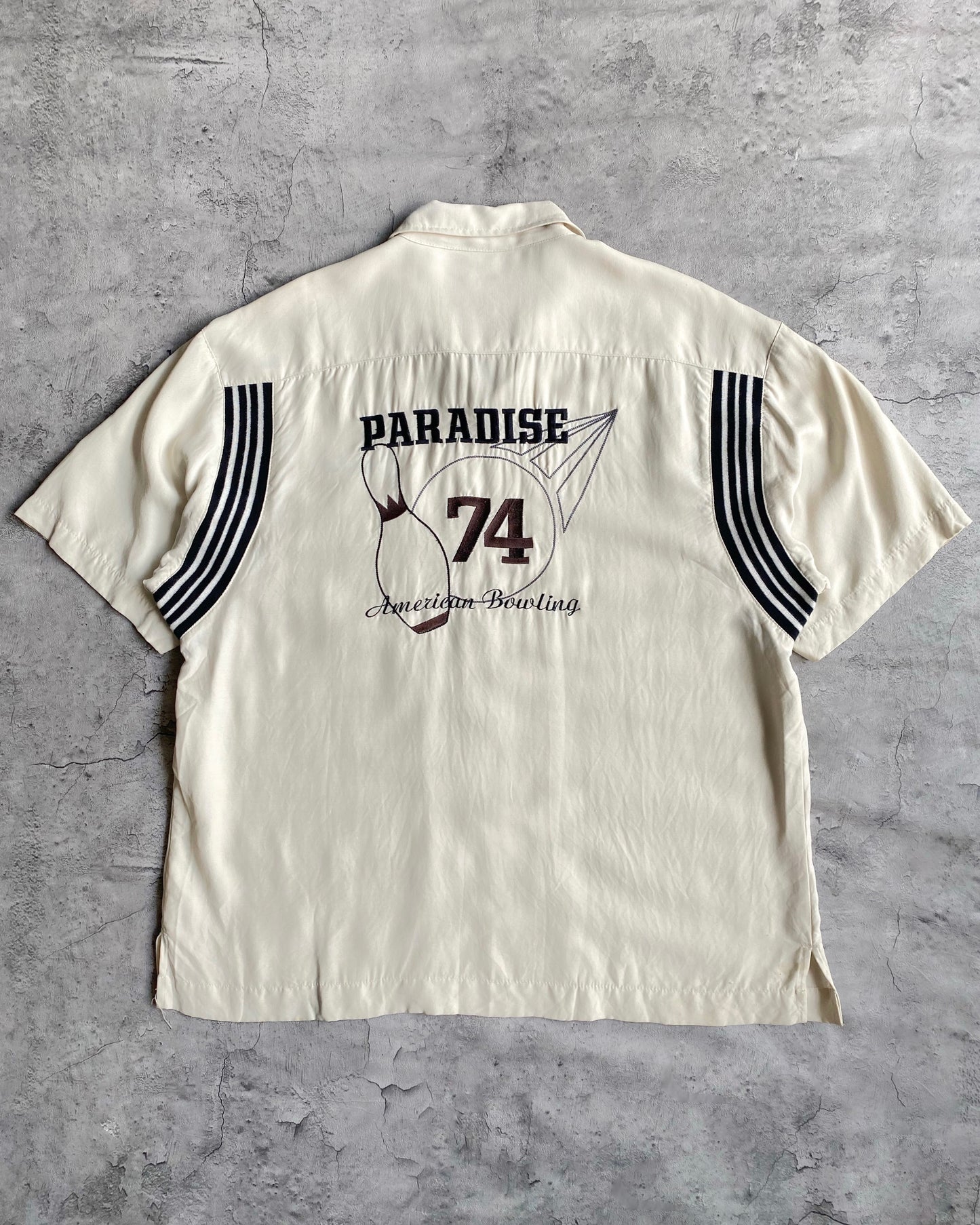 1980S ‘PARADISE’ RAYON BOWLING SHIRT (M/L)