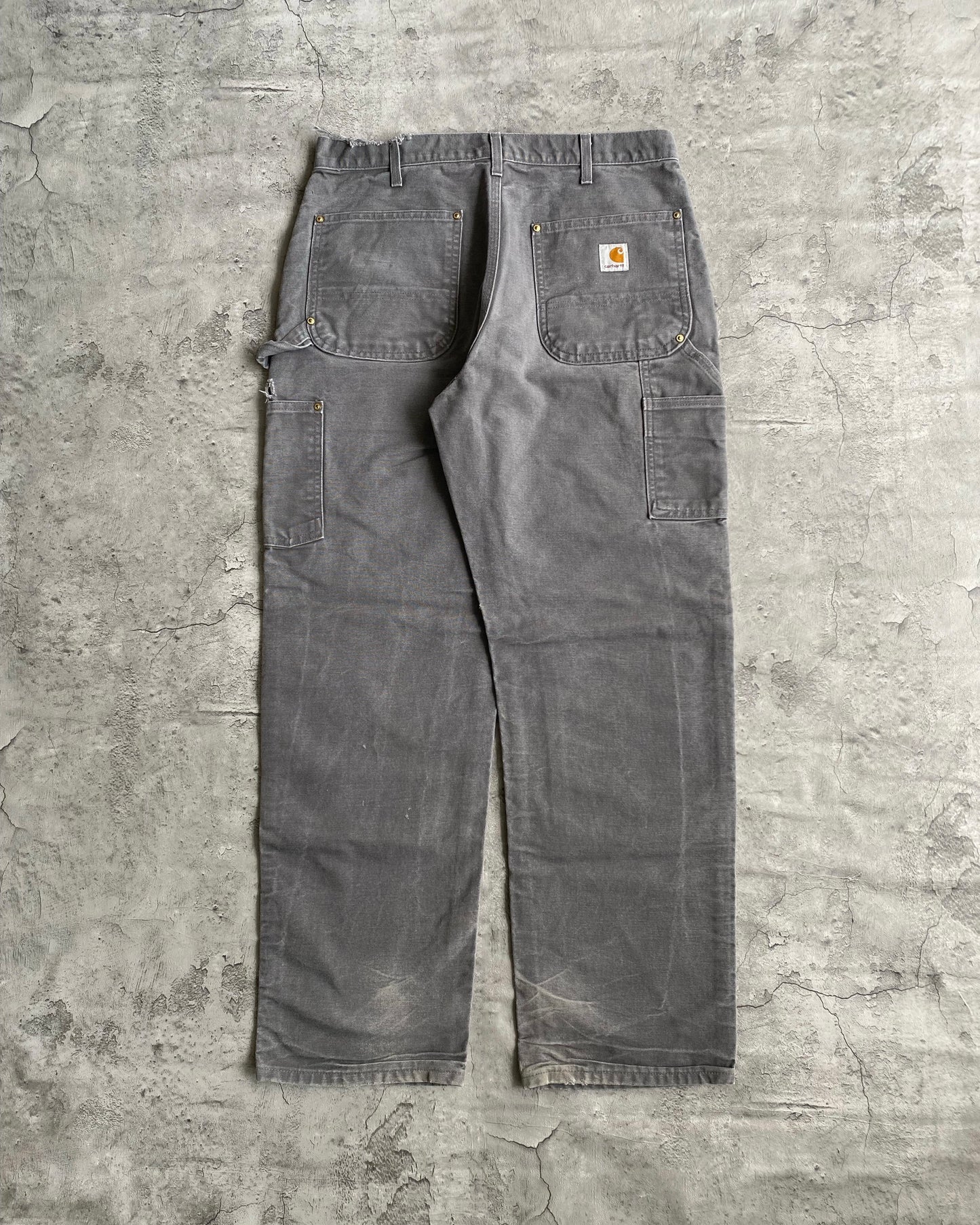 1990S GREY CARHARTT DOUBLE KNEE PANTS (34X30)