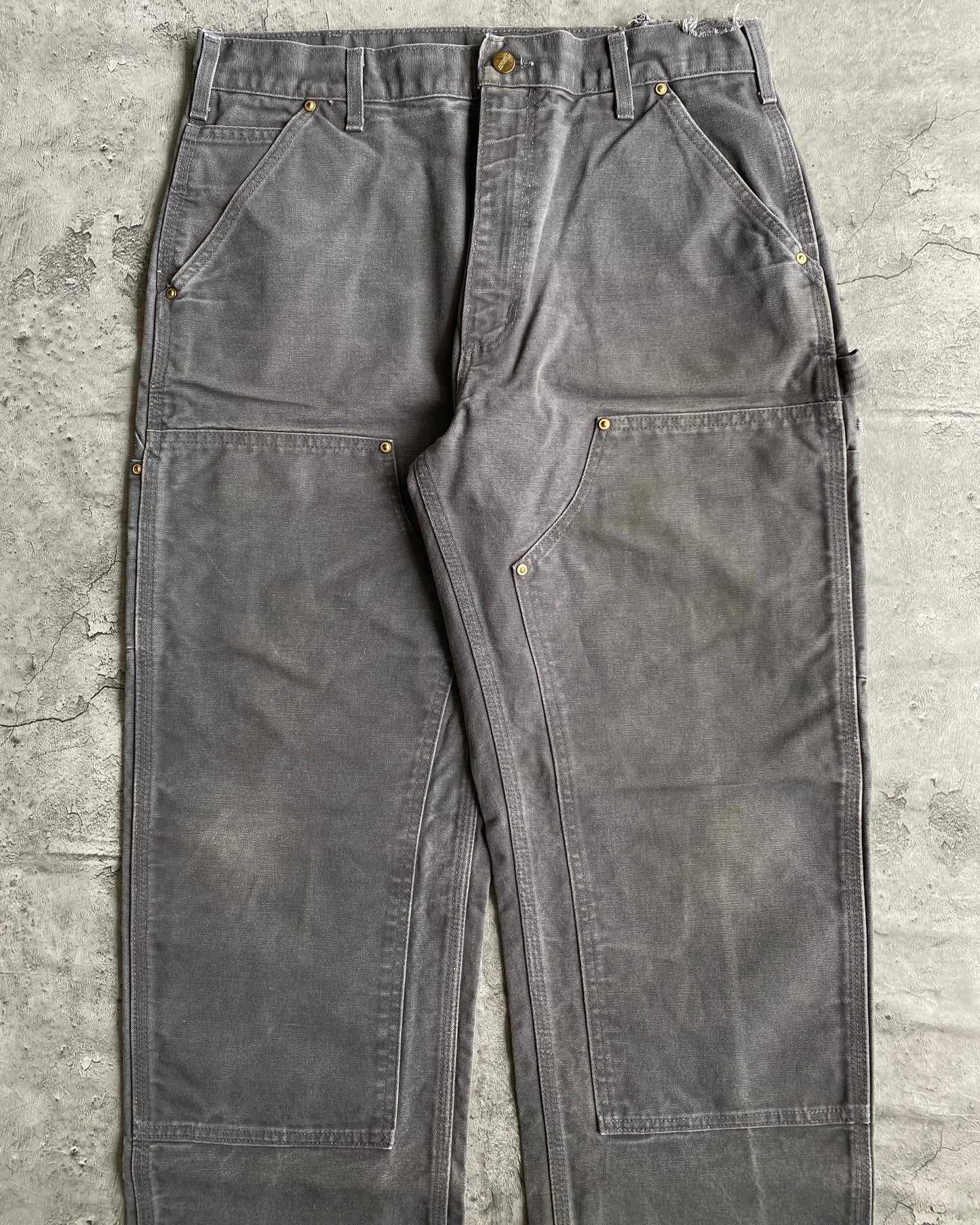 1990S GREY CARHARTT DOUBLE KNEE PANTS (34X30)