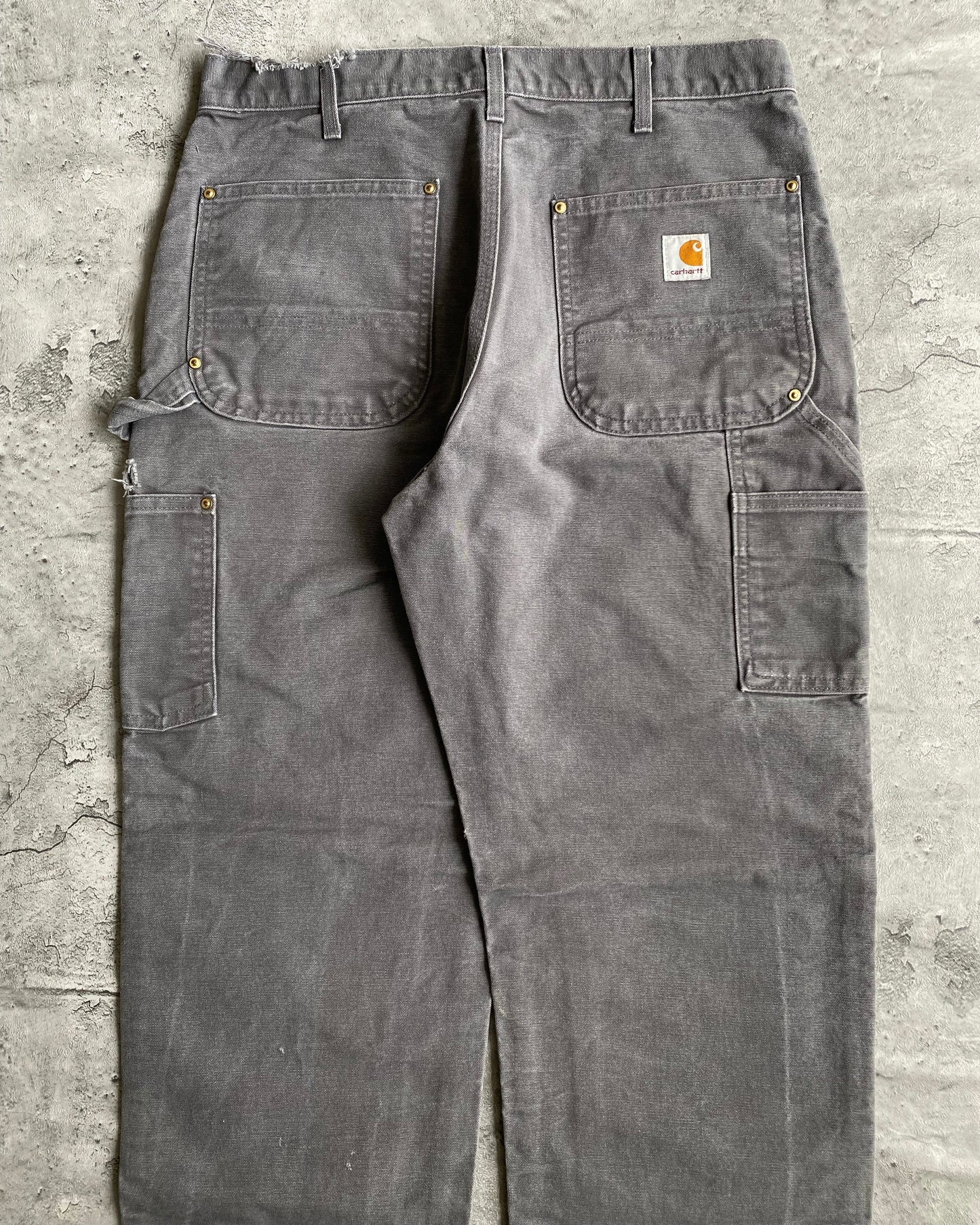 1990S GREY CARHARTT DOUBLE KNEE PANTS (34X30)