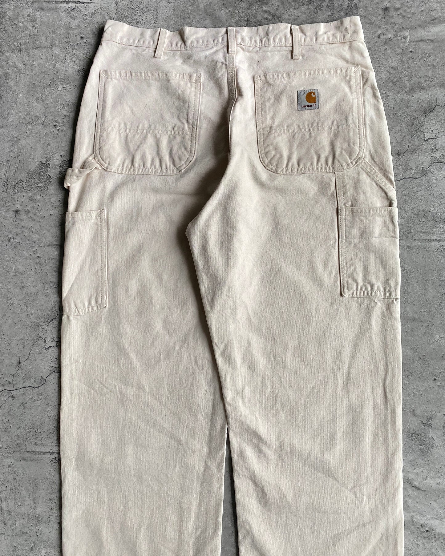 1990S WHITE PAINTED CARHARTT DOUBLE KNEE PANTS (34X34)