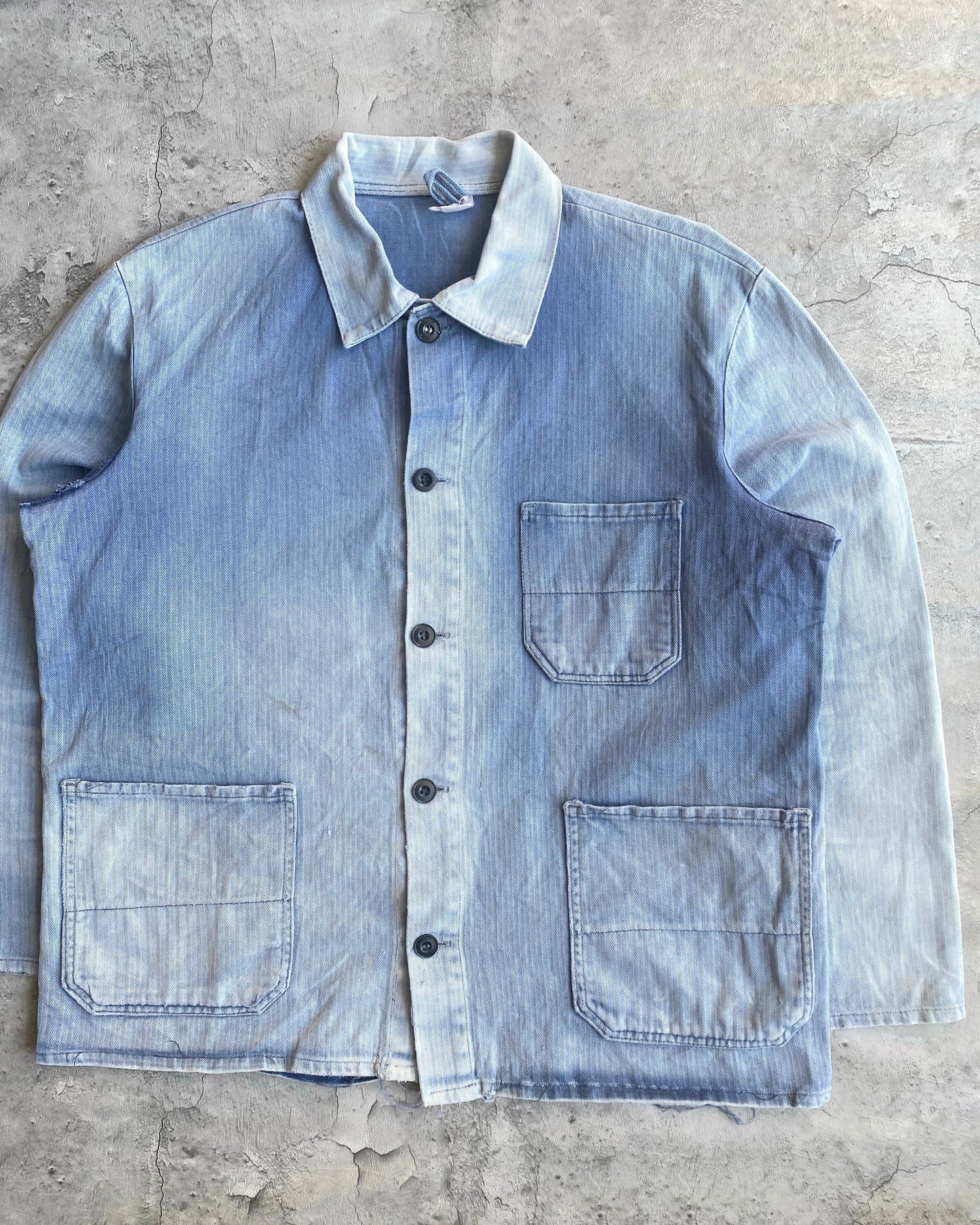 1960S SUN FADED HBT FRENCH CHORE JACKET (M/L)