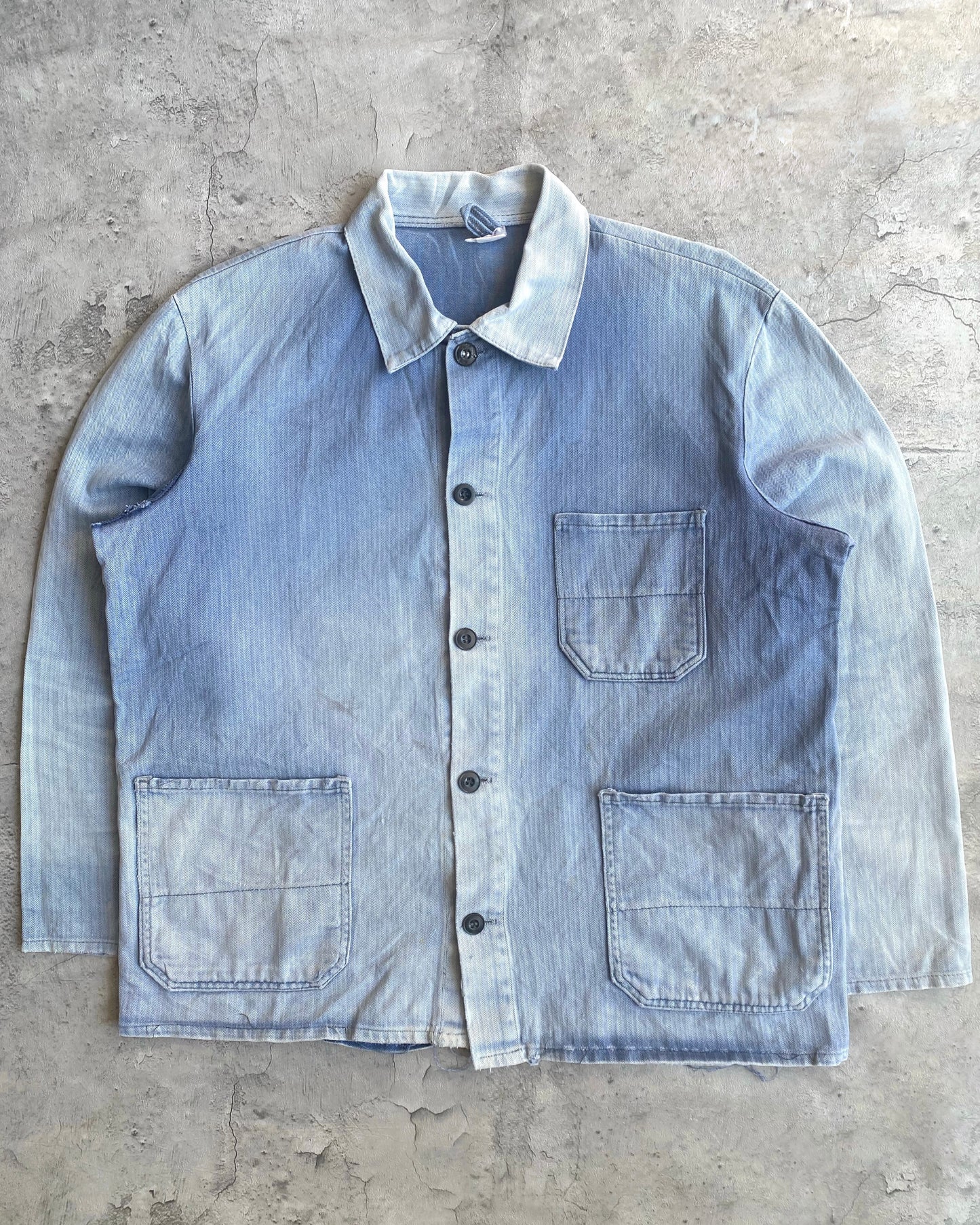 1960S SUN FADED HBT FRENCH CHORE JACKET (M/L)