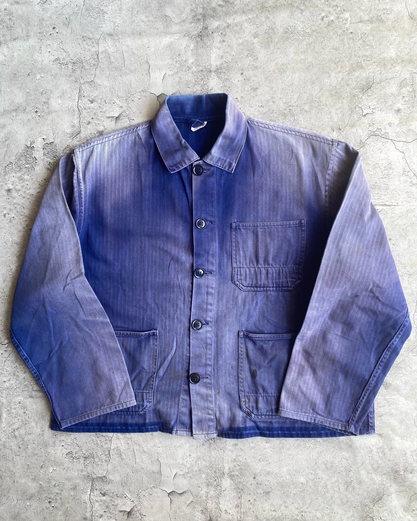 1960S SUN FADED CROPPED HBT FRENCH CHORE JACKET (S-L)