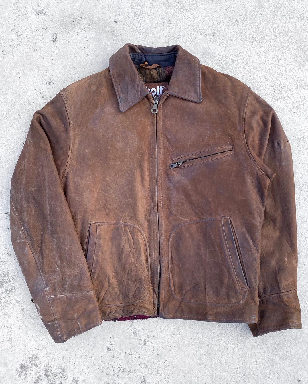 1980S SCHOTT BROWN LEATHER JACKET (M/L)