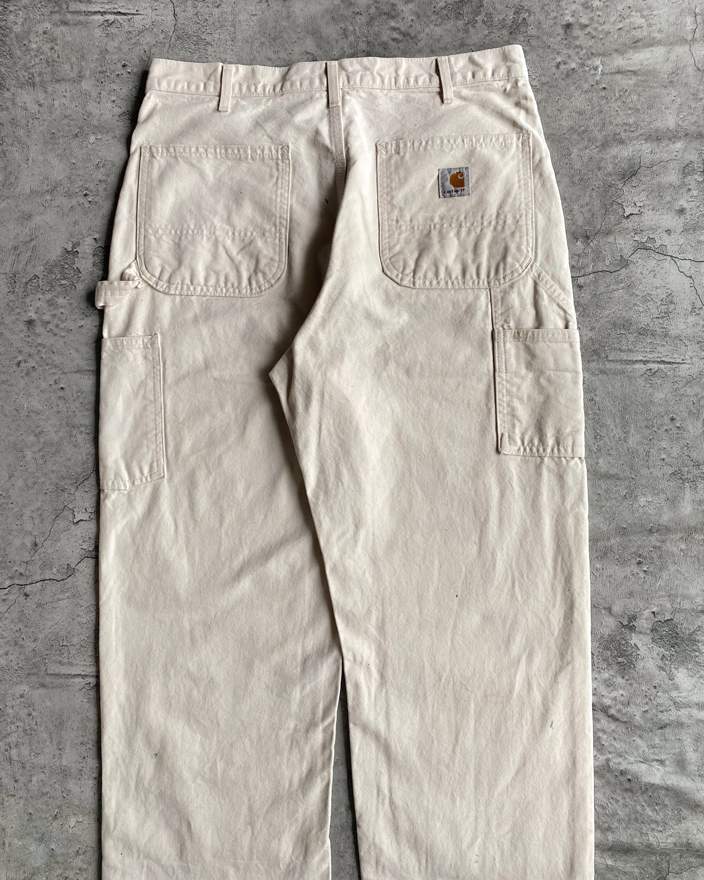 1990S WHITE PAINTED CARHARTT DOUBLE KNEE PANTS (34X34)