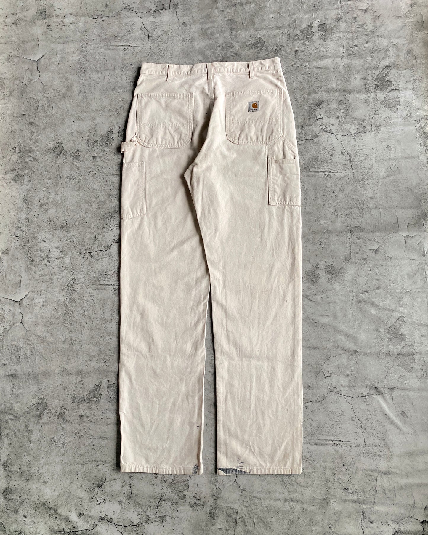 1990S WHITE PAINTED CARHARTT DOUBLE KNEE PANTS (34X34)