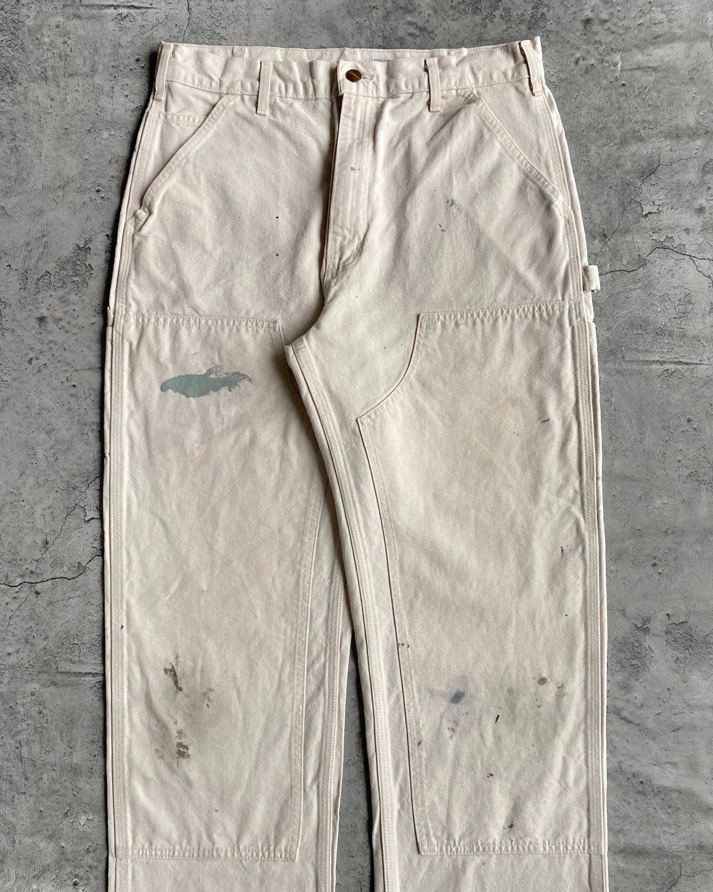 1990S WHITE PAINTED CARHARTT DOUBLE KNEE PANTS (34X34)