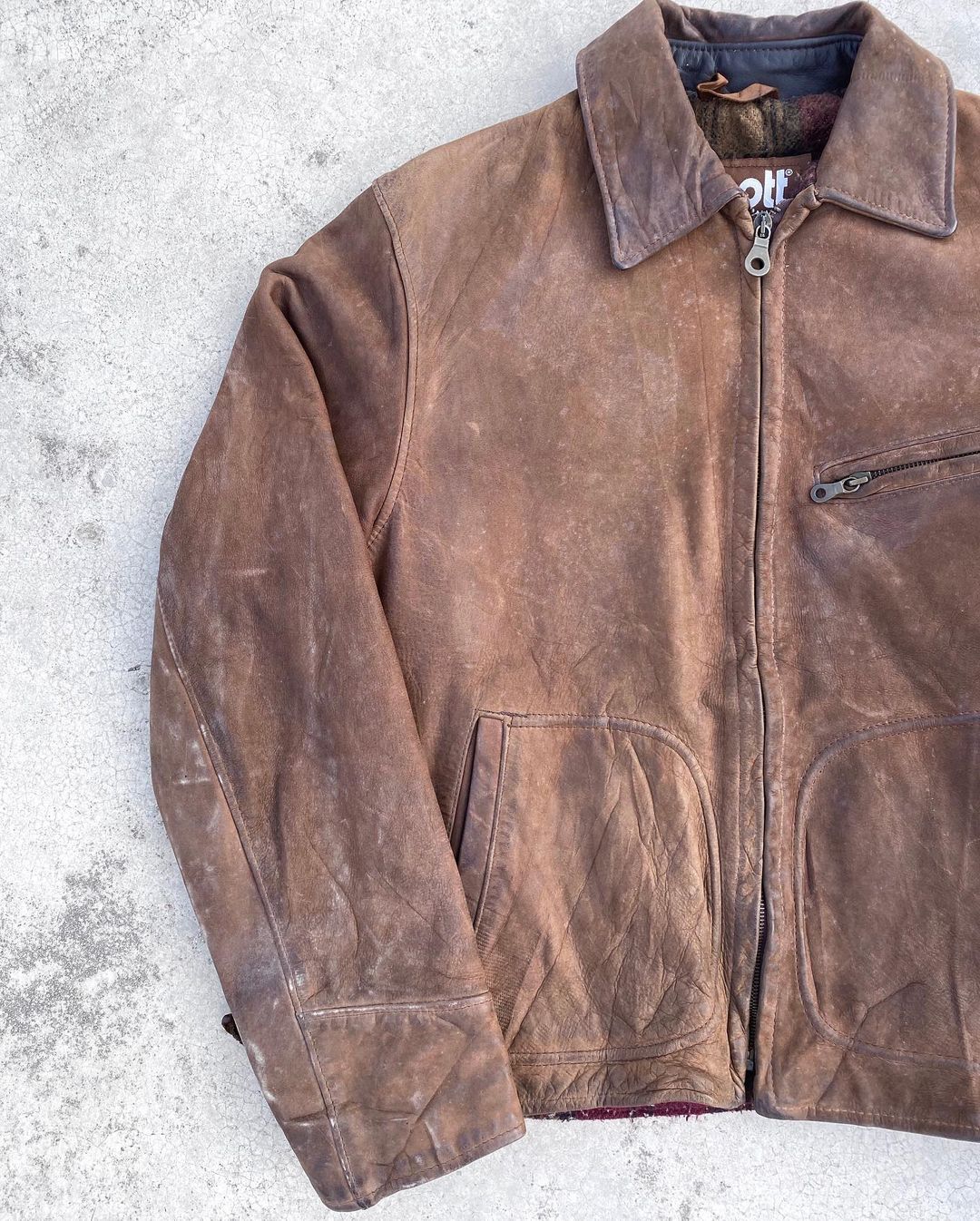 1980S SCHOTT BROWN LEATHER JACKET (M/L)