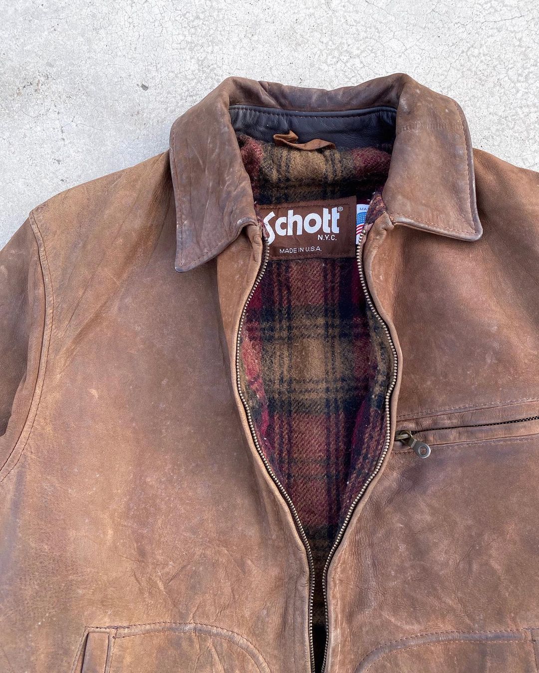 1980S SCHOTT BROWN LEATHER JACKET (M/L)