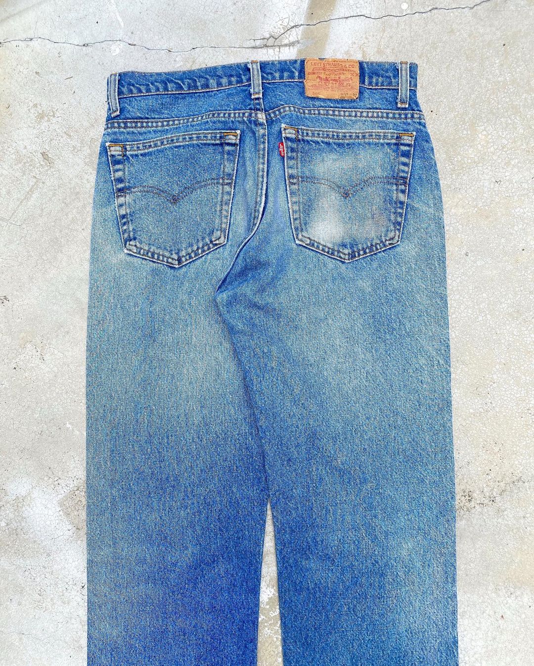 1980S LEVI’S 505 SASHIKO PATCHED JEANS (33X32)