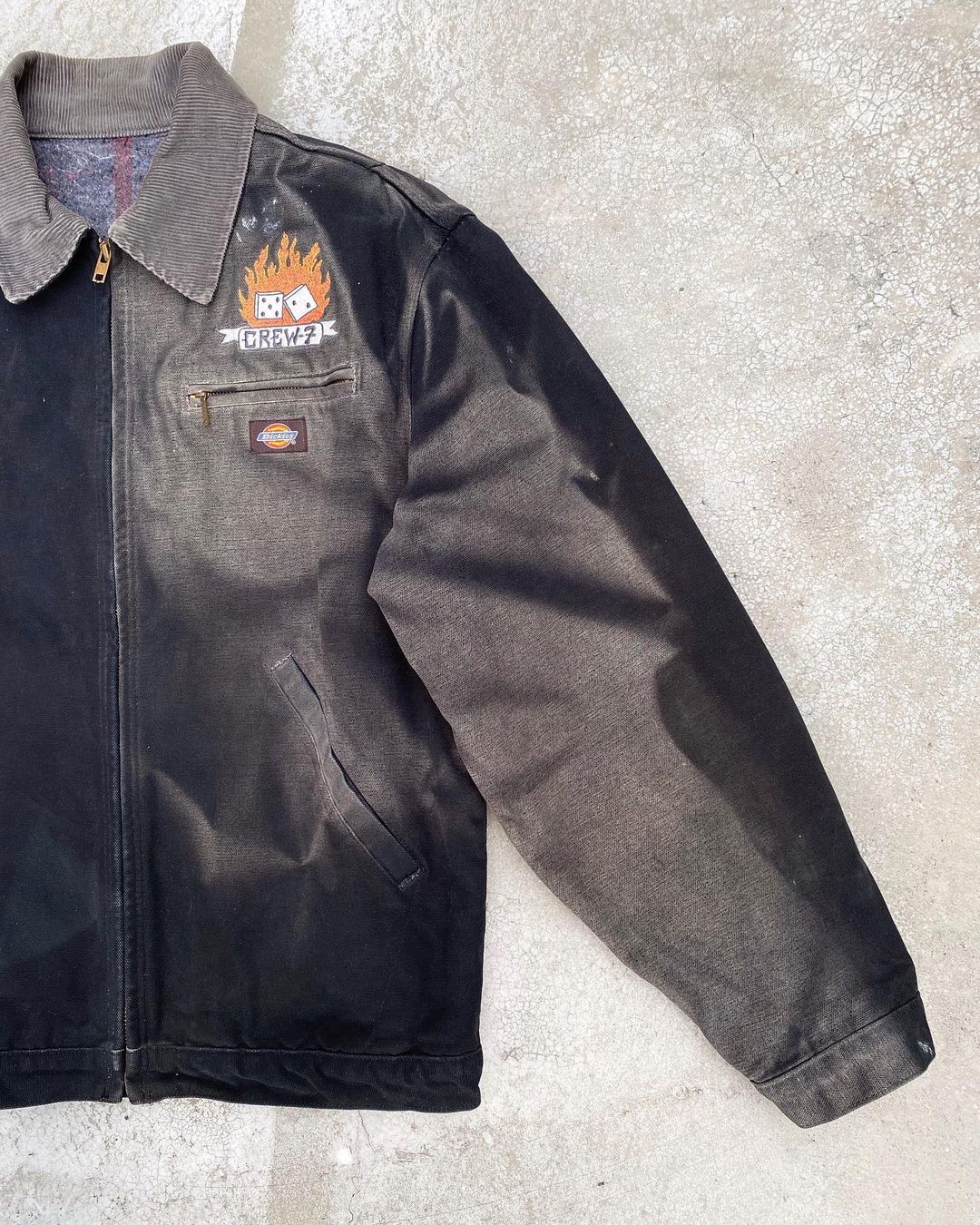1990S SUN FADED ‘CREW 7’ BLACK DICKIES DETROIT JACKET