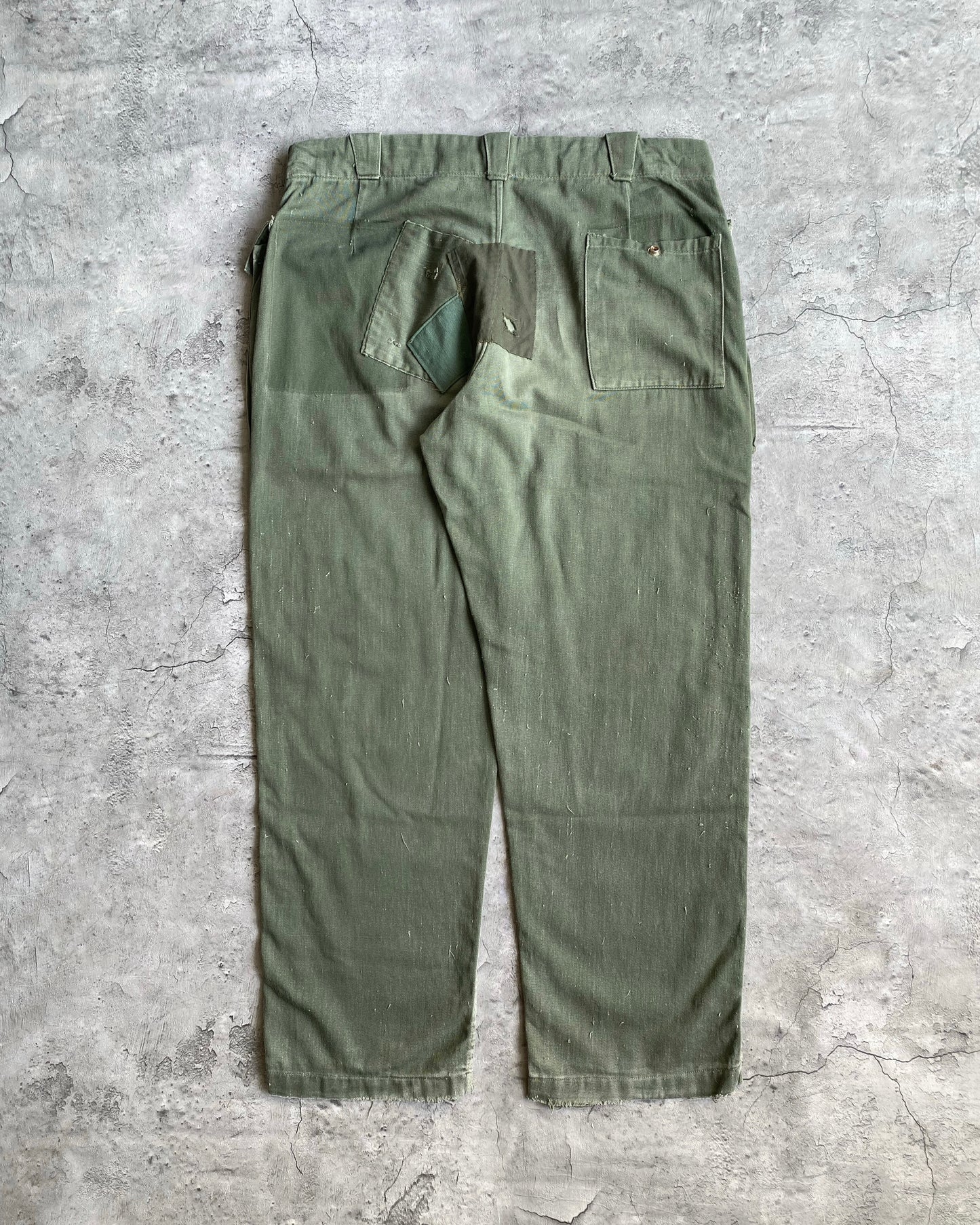 1970S FRANCE ARMY PATCHED WORK TROUSERS (36x28)