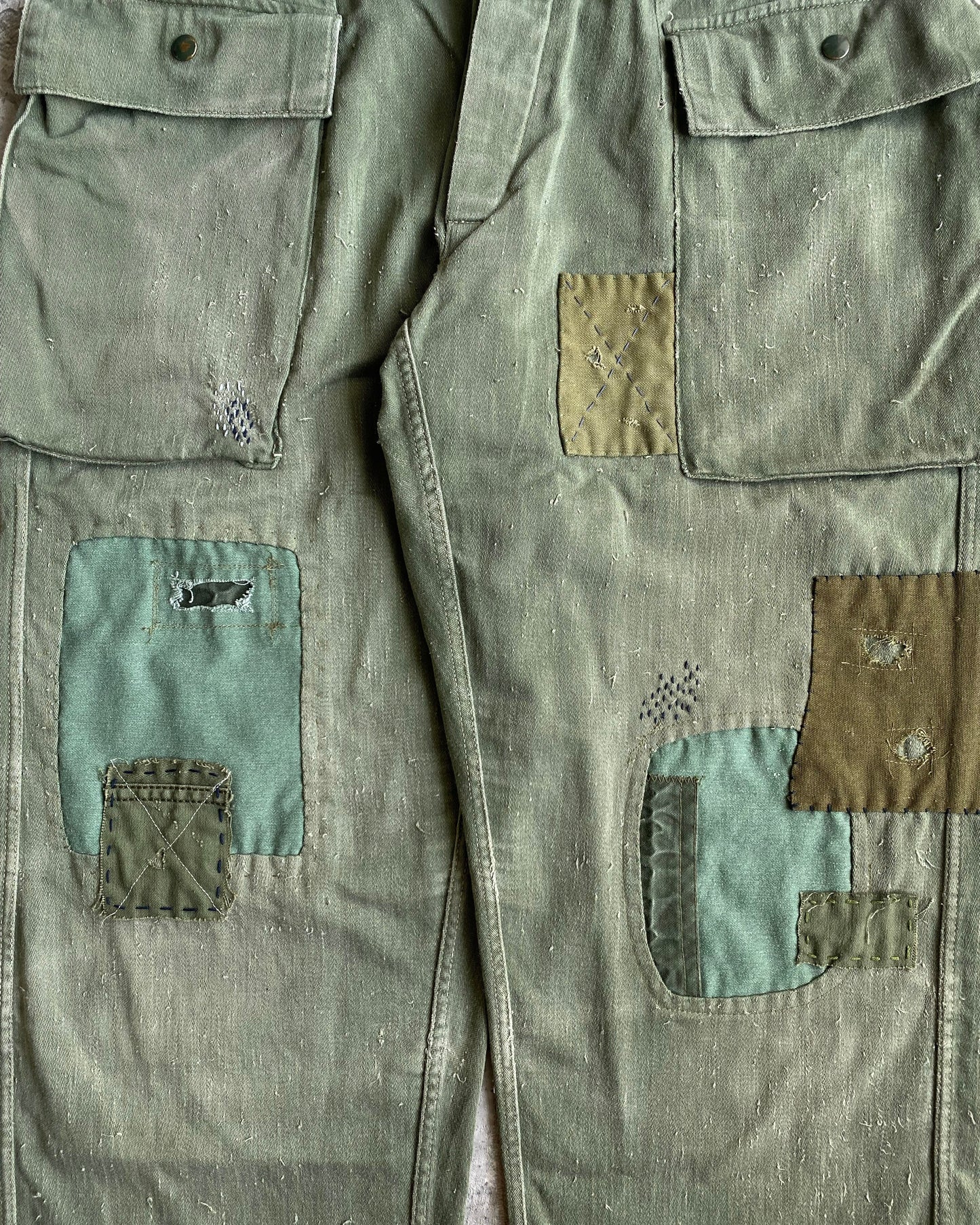 1970S FRANCE ARMY PATCHED WORK TROUSERS (36x28)