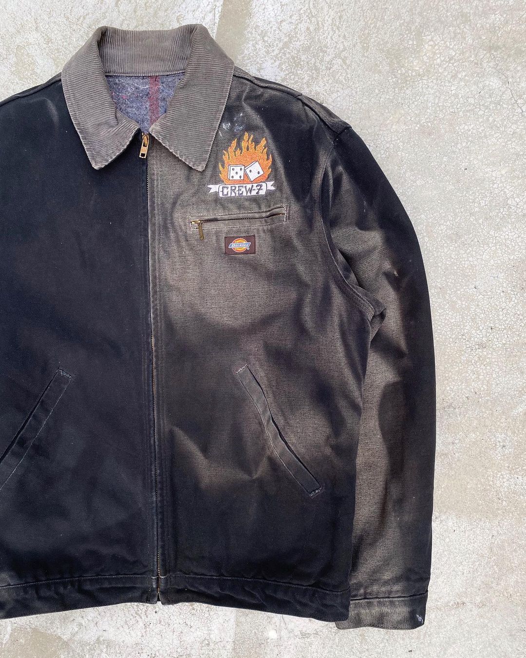 1990S SUN FADED ‘CREW 7’ BLACK DICKIES DETROIT JACKET