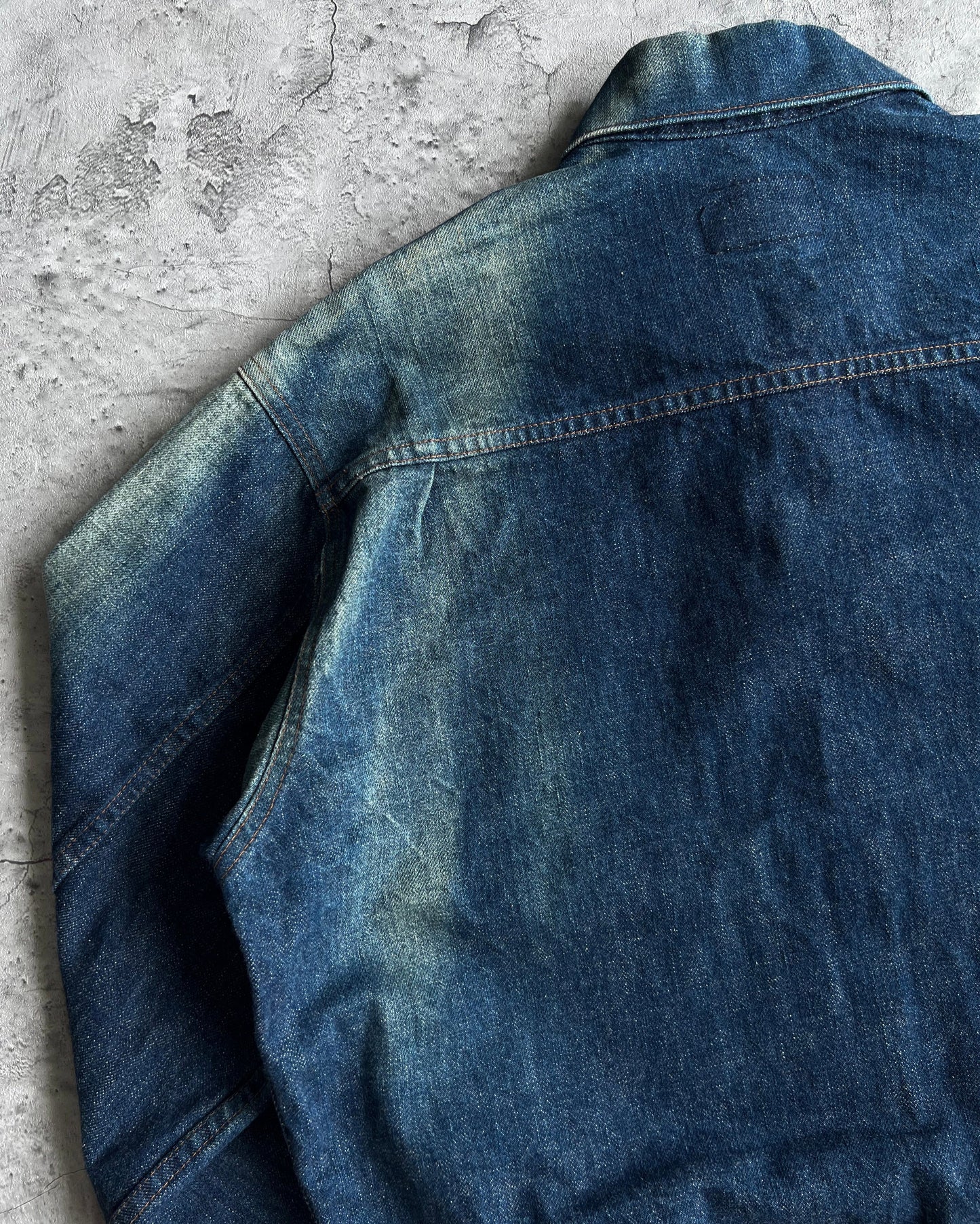 1990S SUN FADED BIG E LEVI'S TYPE I SELVEGDE DENIM JACKET (L/XL)