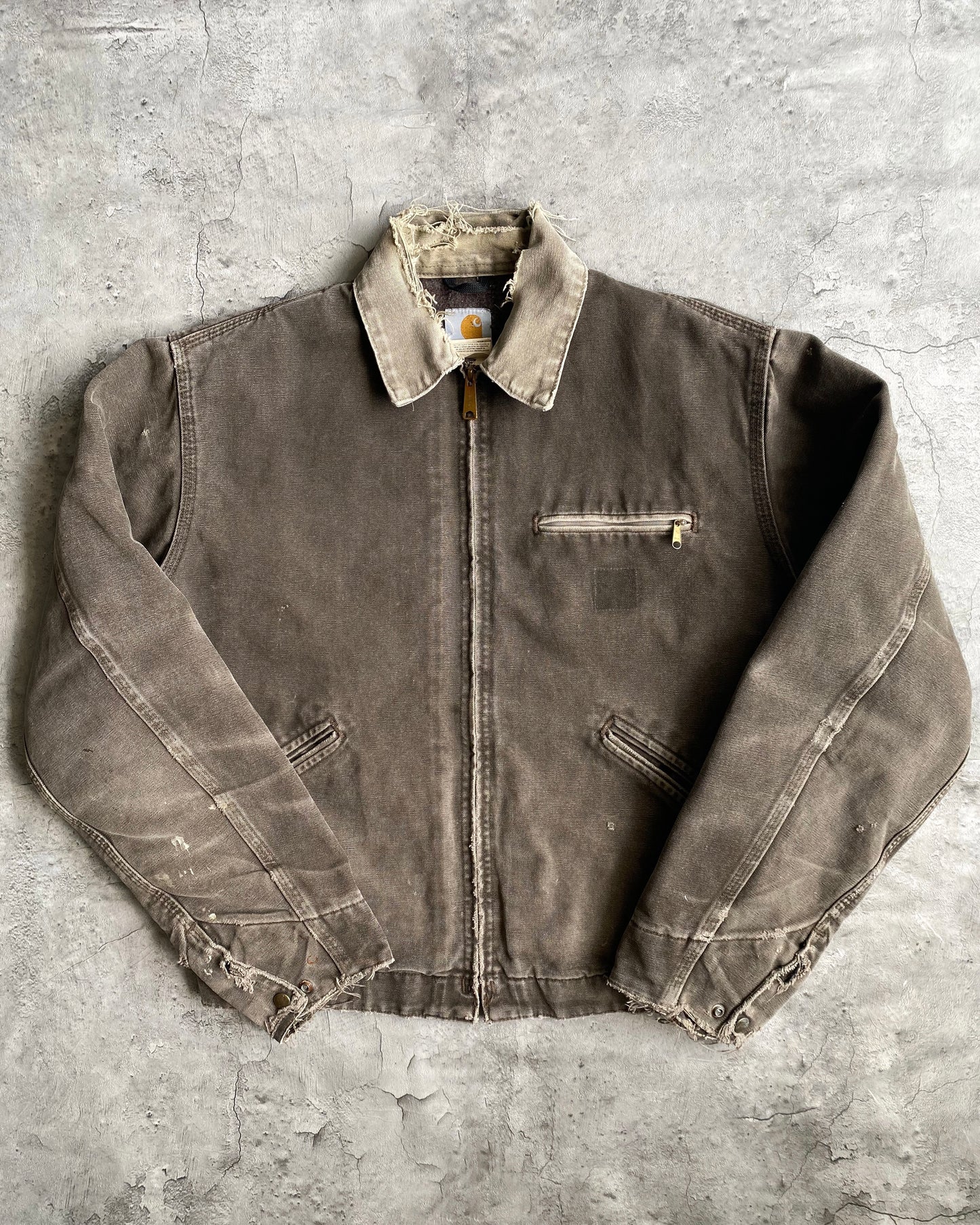 1990S SUN FADED BROWN CARHARTT DETROIT JACKET (M)