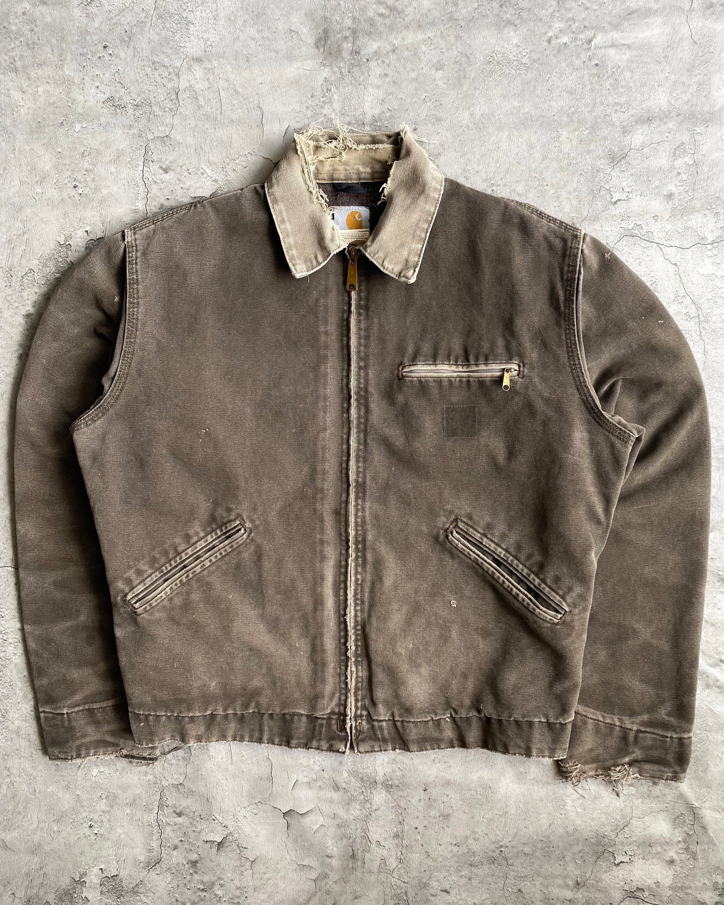 1990S SUN FADED BROWN CARHARTT DETROIT JACKET (M)