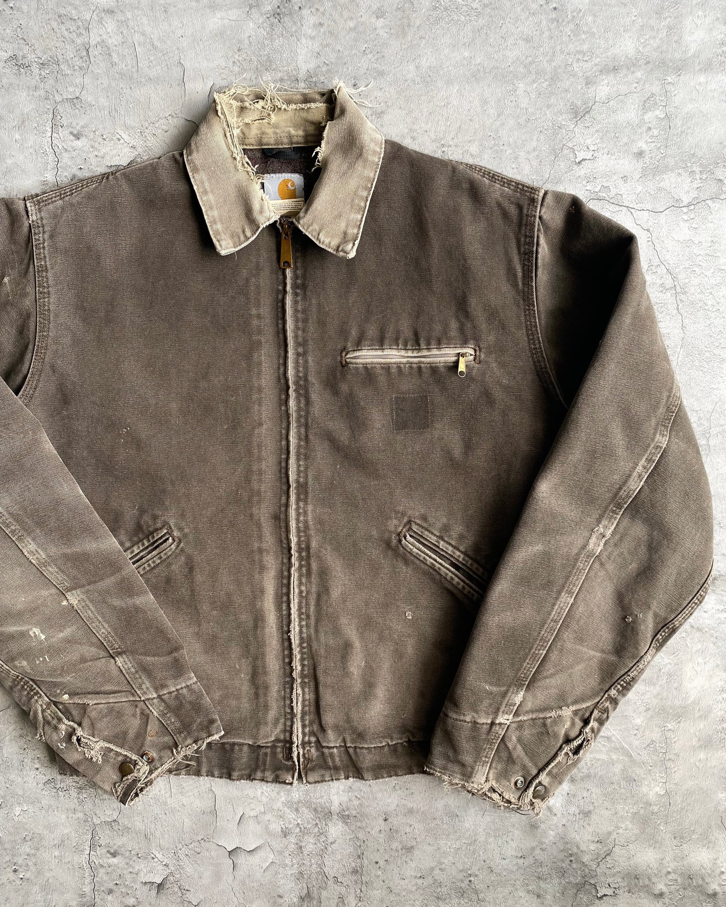 1990S SUN FADED BROWN CARHARTT DETROIT JACKET (M)
