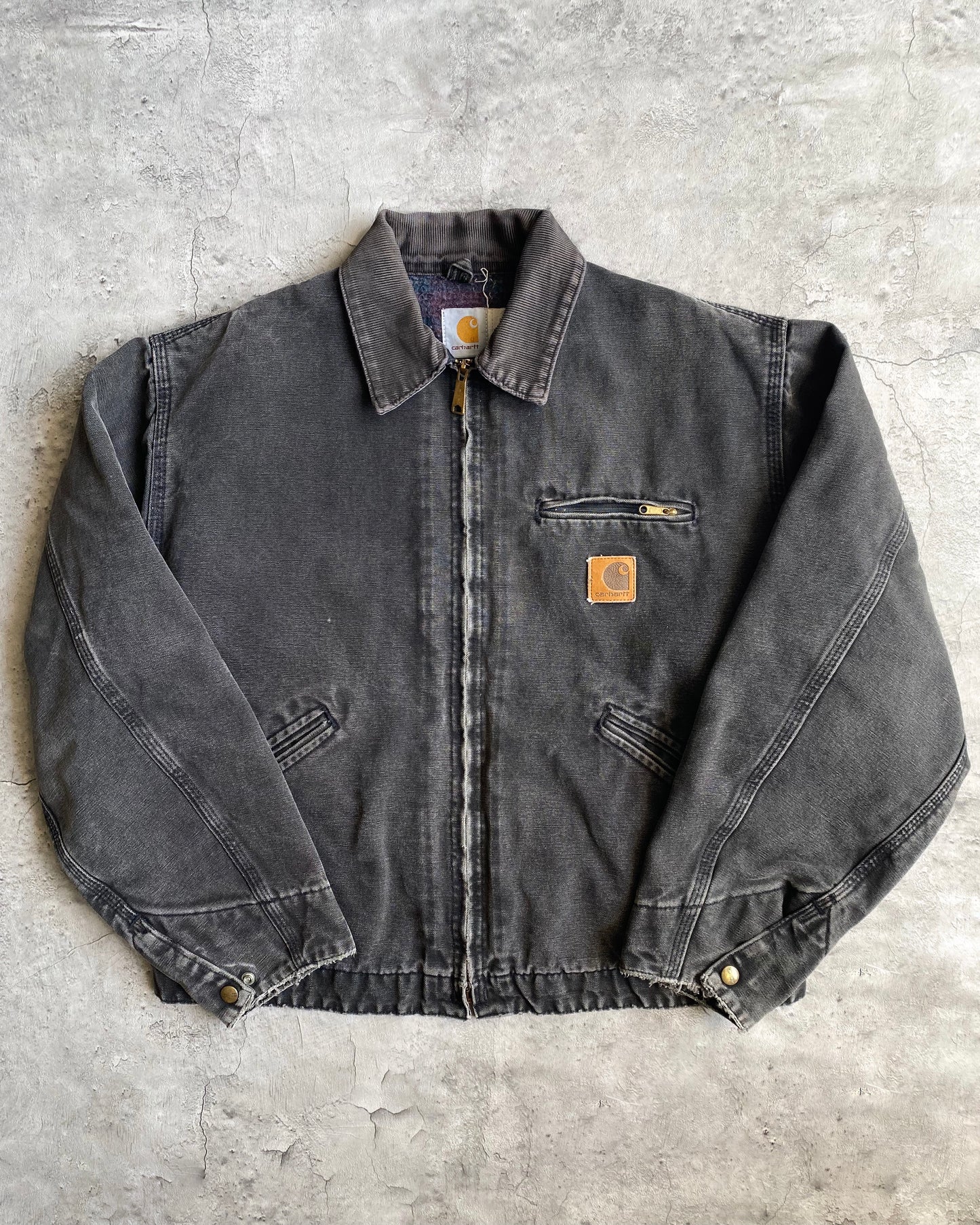 1990S FADED BLACK CARHARTT DETROIT JACKET (L)