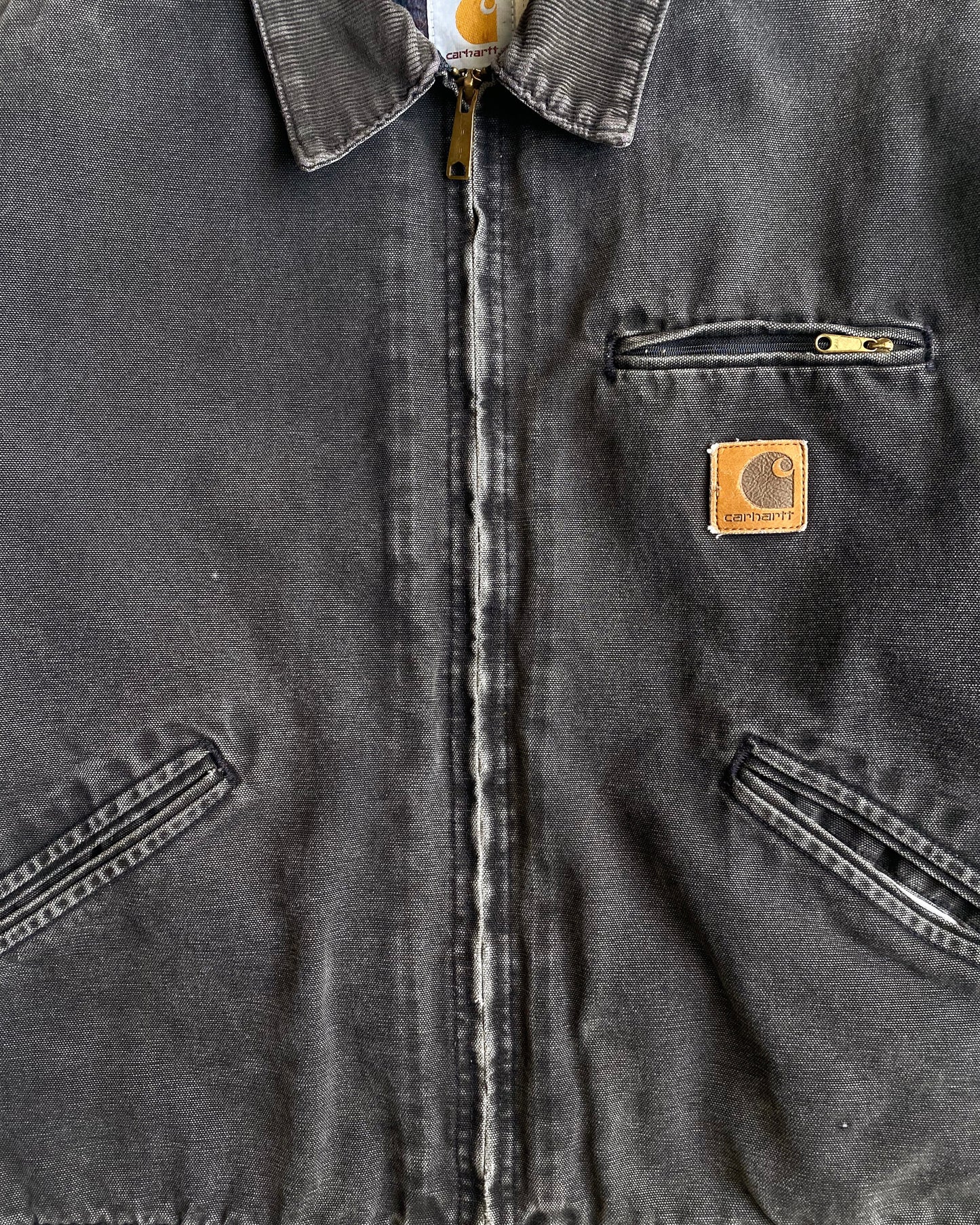 1990S FADED BLACK CARHARTT DETROIT JACKET (L)