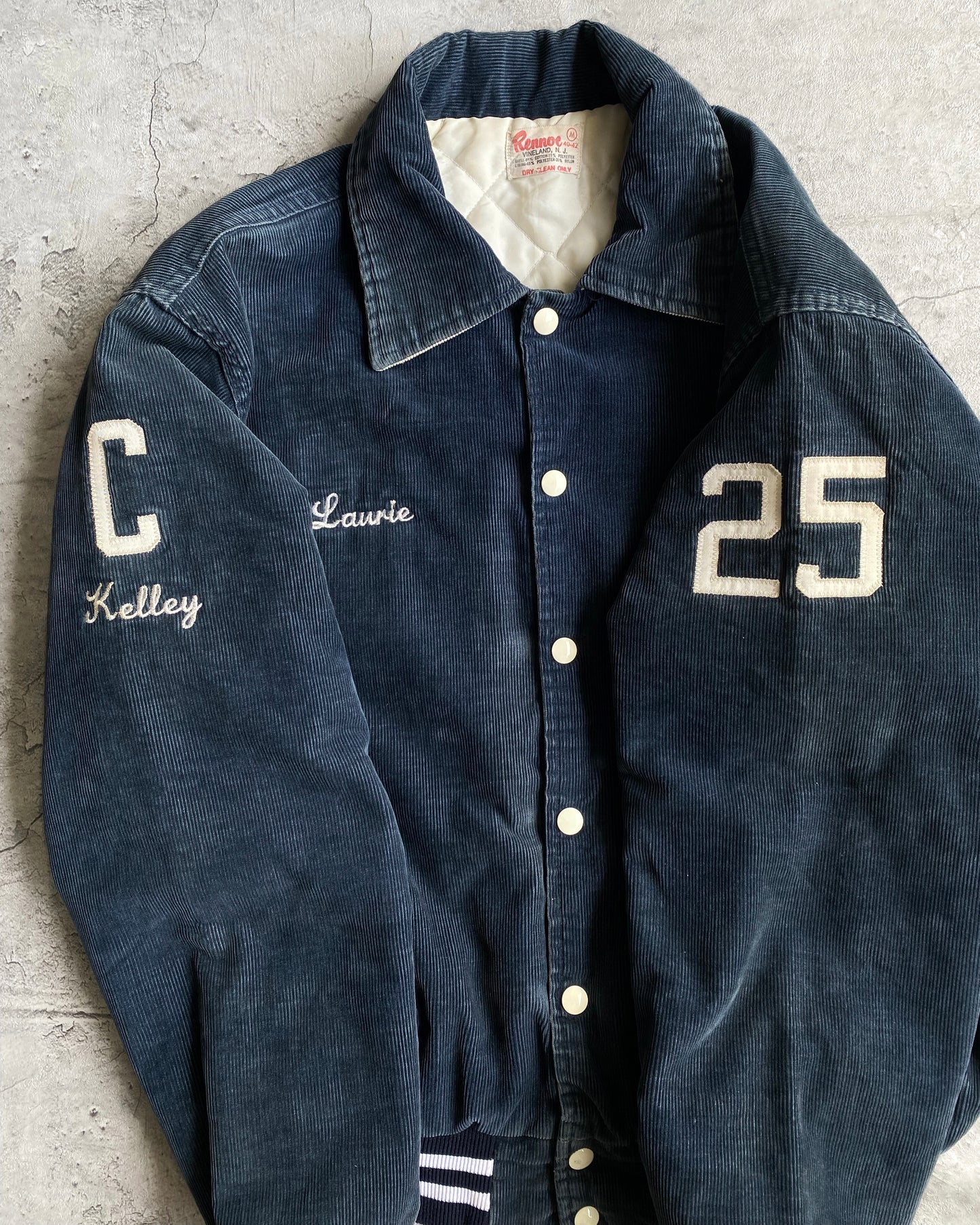 1980S 'CLASSICAL BASKETBALL' CORDUROY VARSITY JACKET (M)