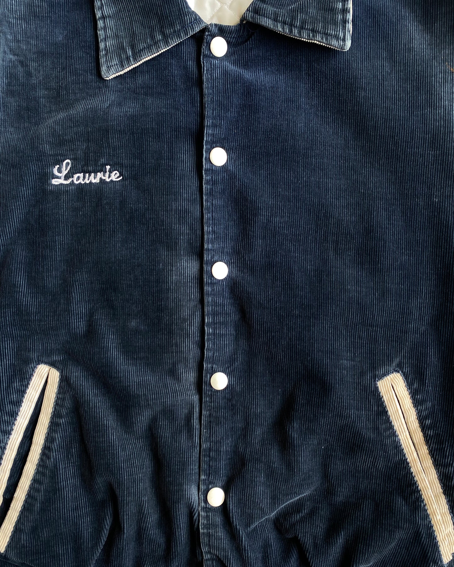 1980S 'CLASSICAL BASKETBALL' CORDUROY VARSITY JACKET (M)