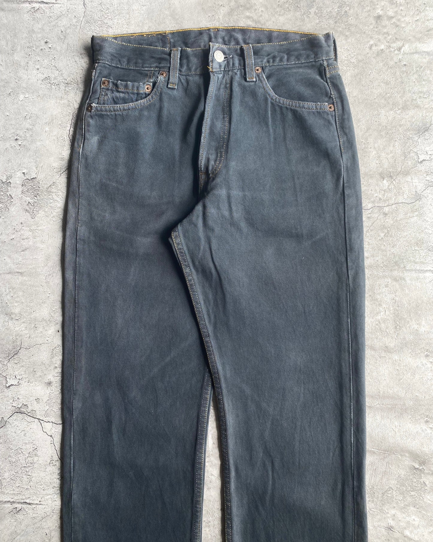 1990S GREY/BLUE LEVI'S 501 RELEASED HEM JEANS (29X30)