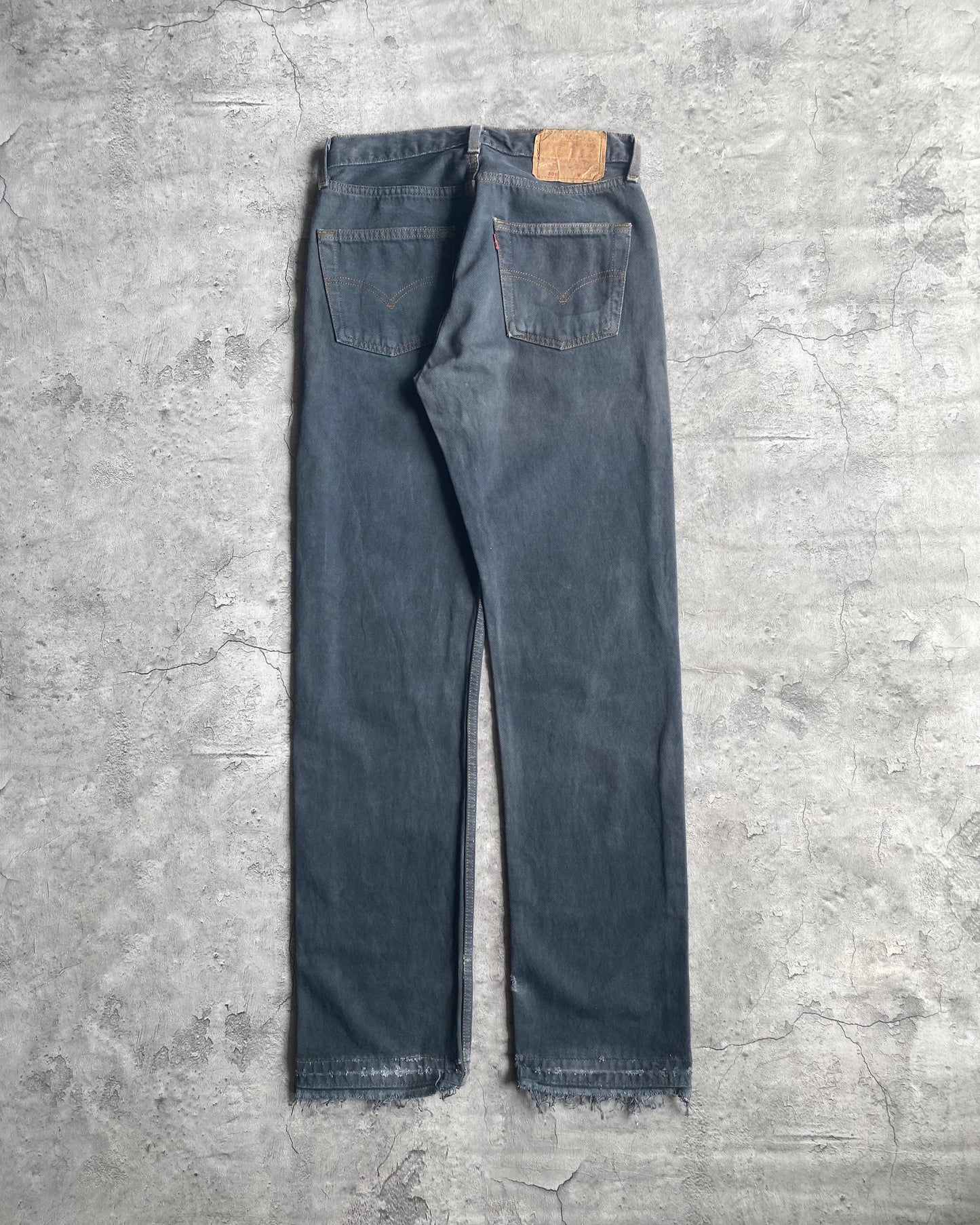 1990S GREY/BLUE LEVI'S 501 RELEASED HEM JEANS (29X30)