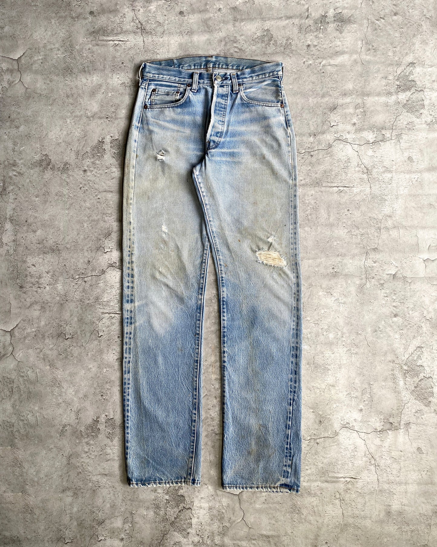 1980S FADED WASHED LEVI'S 501 REDLINE SELVEDGE JEANS (29X33)
