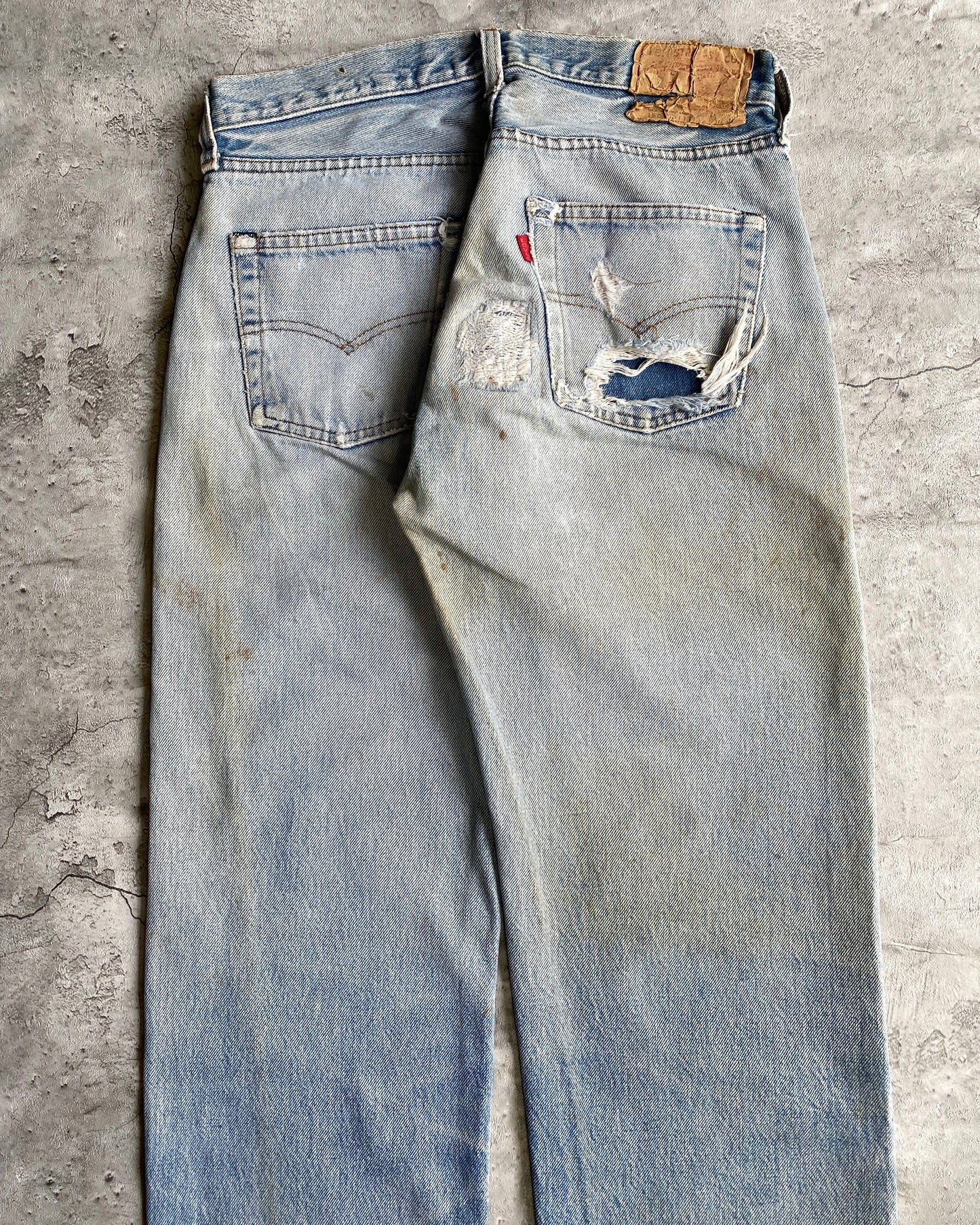 1980S FADED WASHED LEVI'S 501 REDLINE SELVEDGE JEANS (29X33)