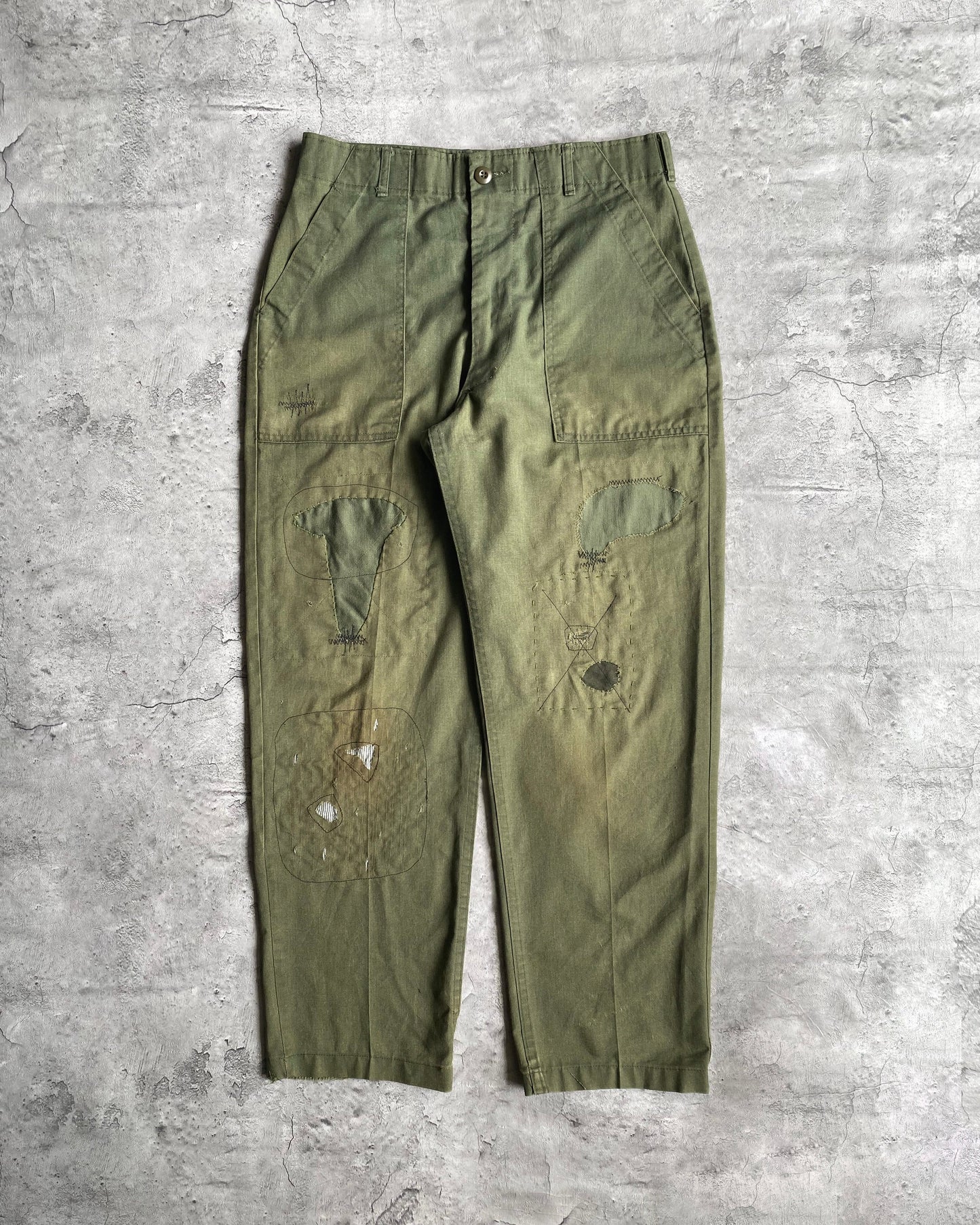 1970S PATCHED OG-507 US ARMY TROUSERS (32X29)