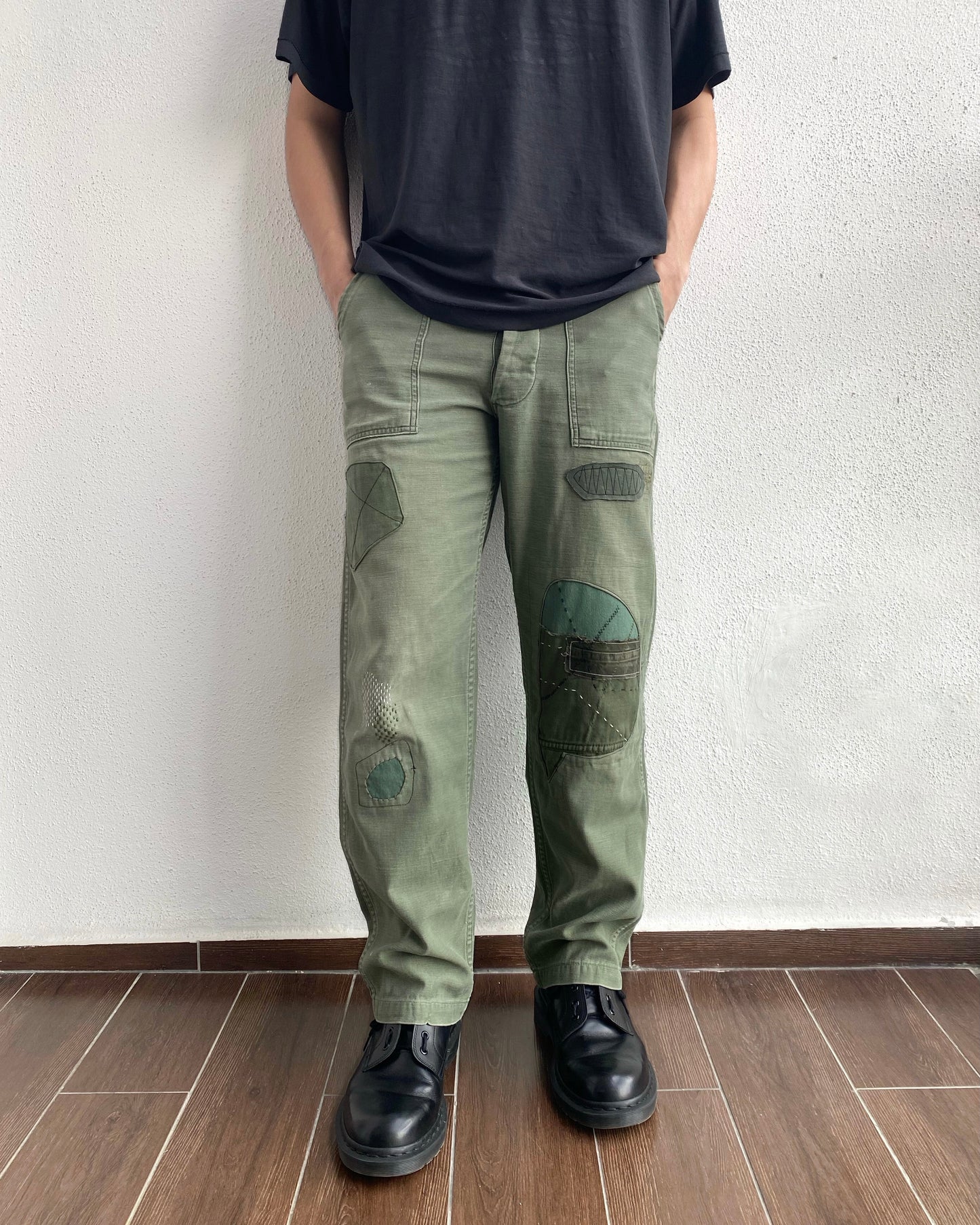 1970S PATCHED OG-107 SATEEN US ARMY TROUSERS (28-32)