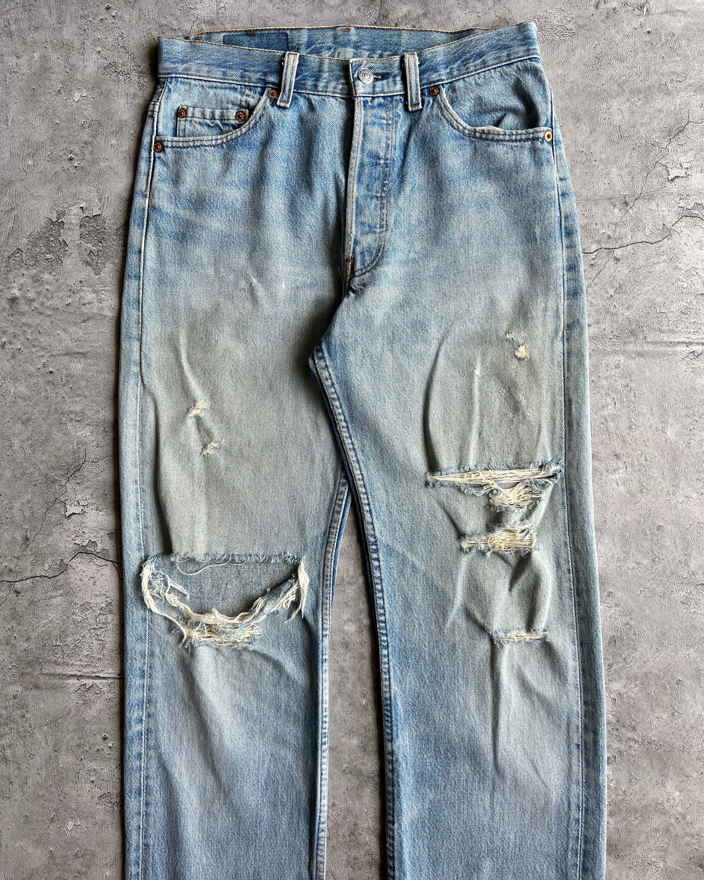 1980S FADED WASHED LEVI'S 501 DISTRESSED JEANS (31X36)