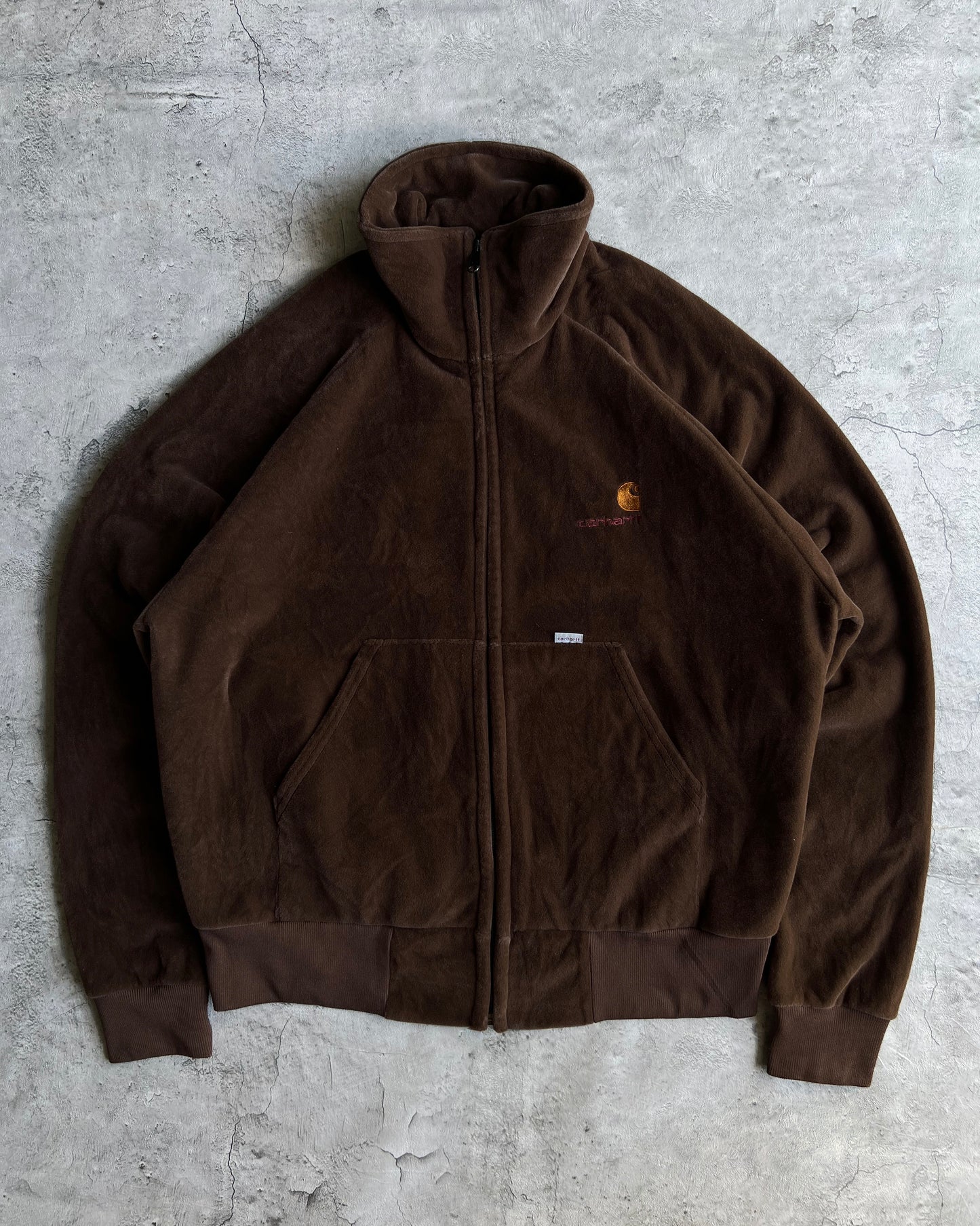 1990S BROWN VELOUR CARHARTT ZIPUP SWEATS (L)