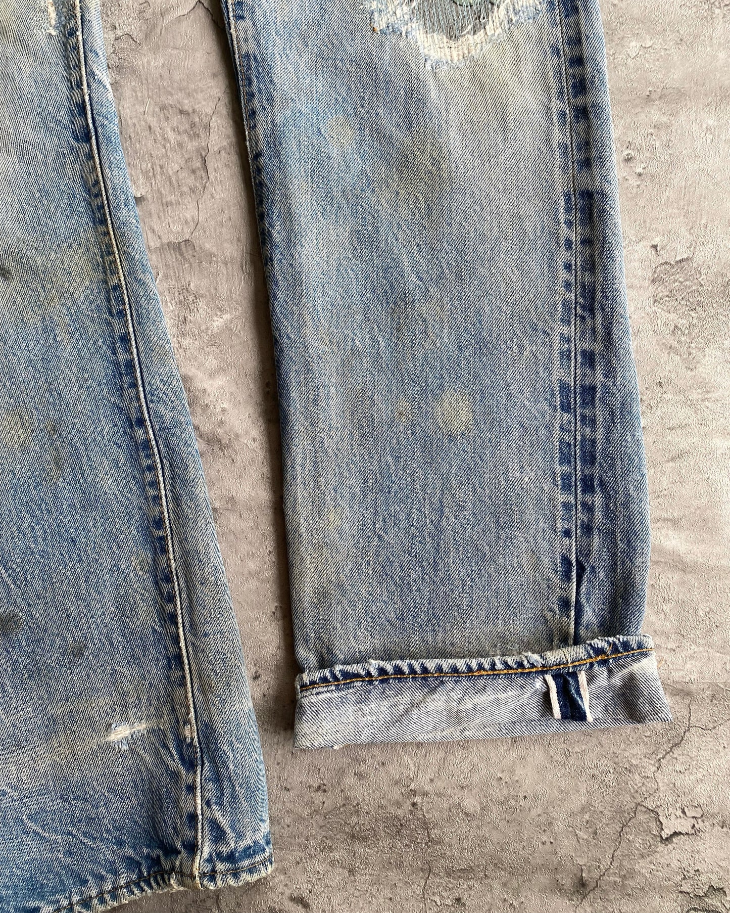 1970S BORO REPAIRED LEVI'S 501 REDLINE SELVEDGE JEANS (32X30)