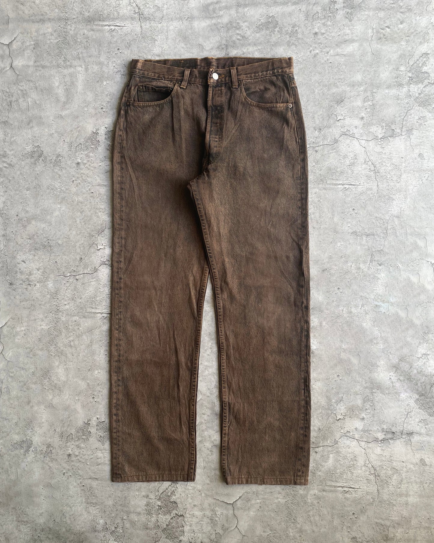 1990S BROWN STONE WASH LEVI'S 501 JEANS (33X31)