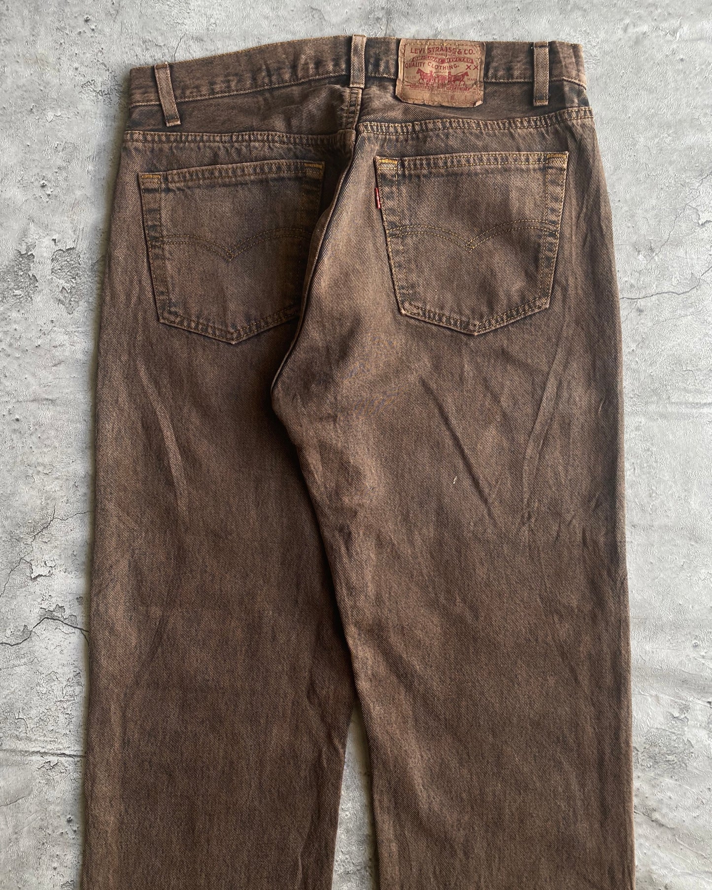 1990S BROWN STONE WASH LEVI'S 501 JEANS (33X31)