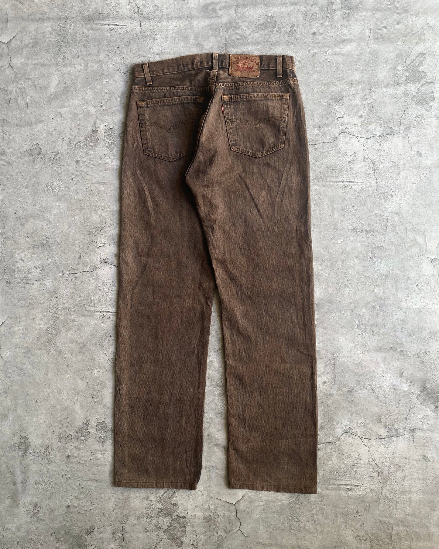 1990S BROWN STONE WASH LEVI'S 501 JEANS (33X31)