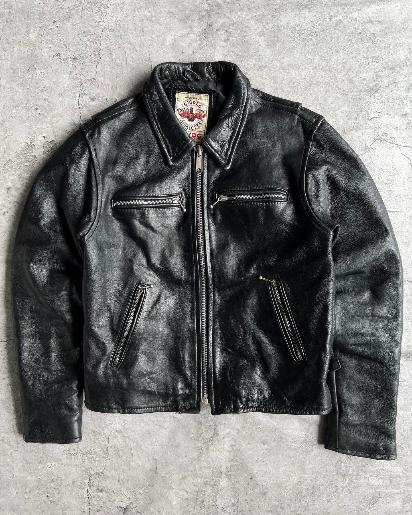 1980S/1990S GIGOLO ACDC HIGHWAYMAN LEATHER JACKET (M)