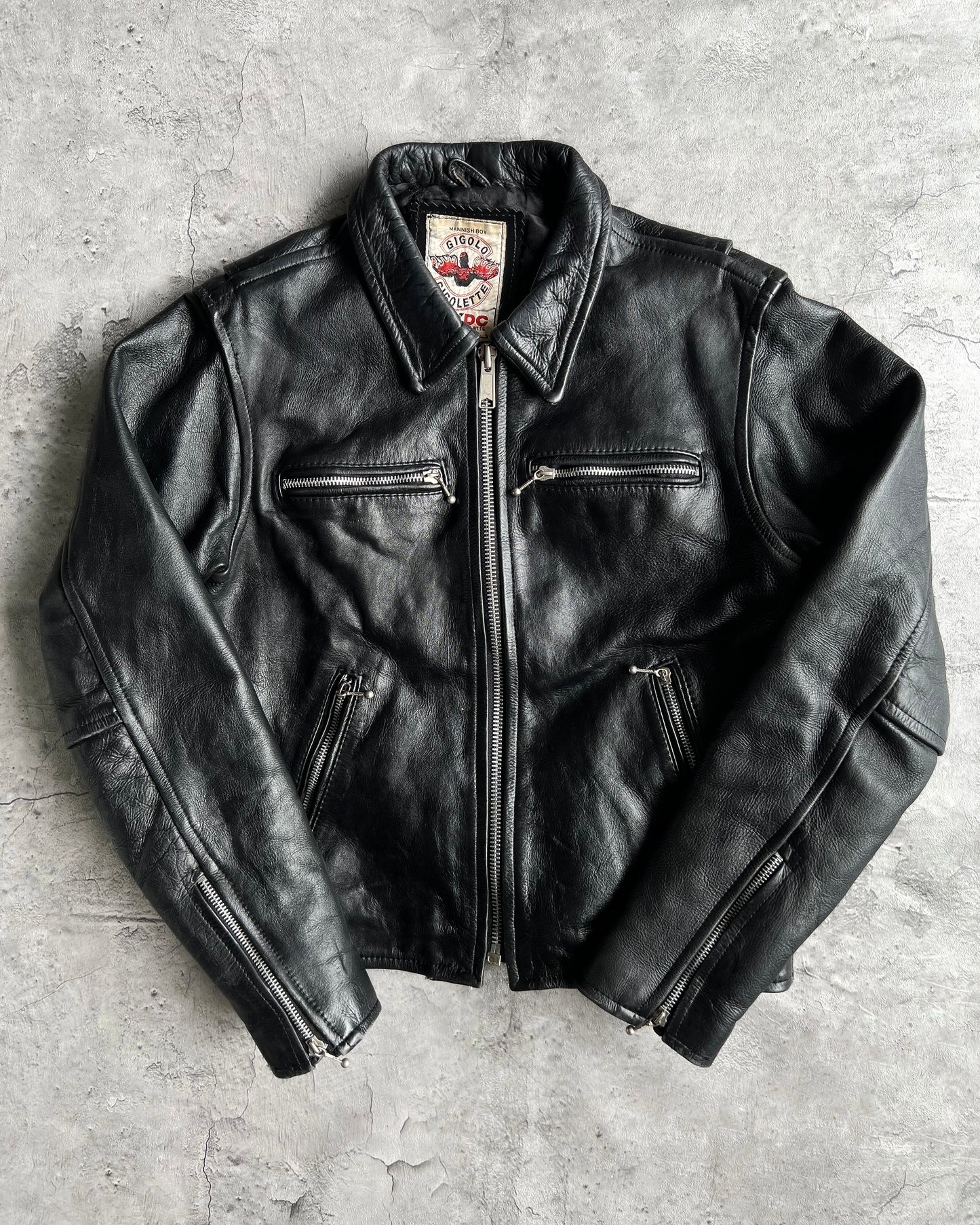 1980S/1990S GIGOLO ACDC HIGHWAYMAN LEATHER JACKET (M)